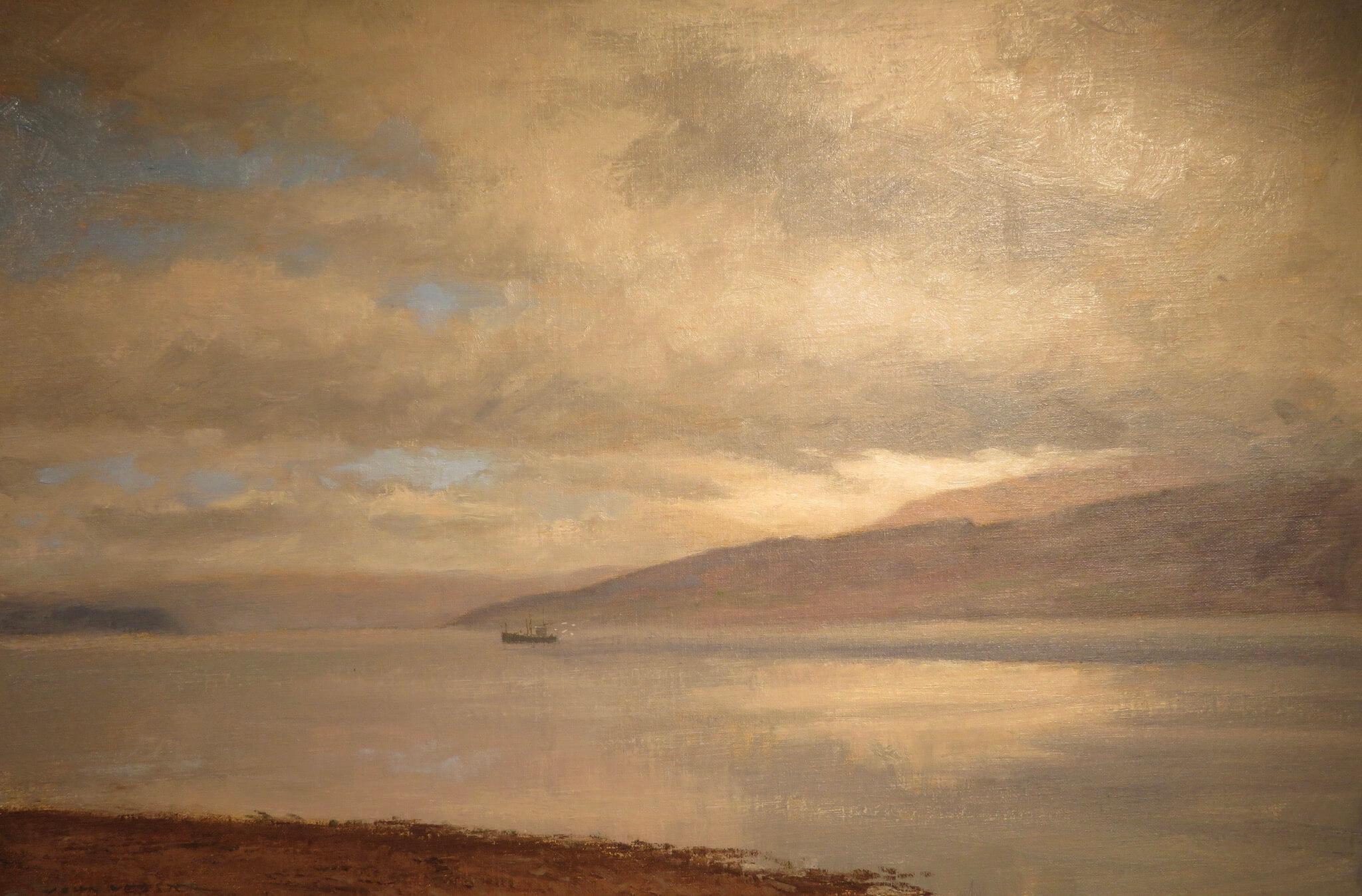John Webster RSMA (1932-2020) pintura al óleo postimpresionista LOCH FYNE ESCOCIA 1