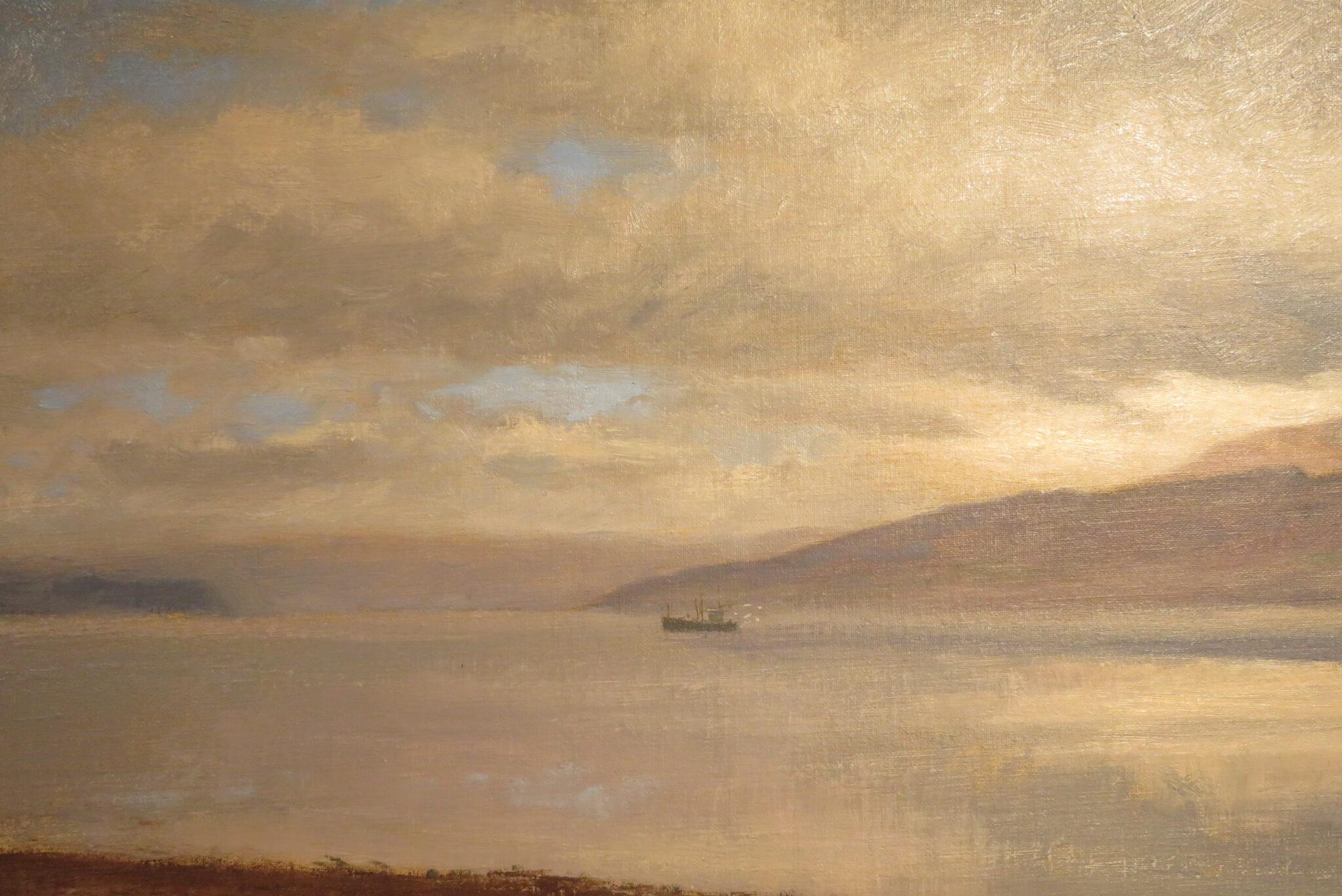 John Webster RSMA (1932-2020) pintura al óleo postimpresionista LOCH FYNE ESCOCIA 3
