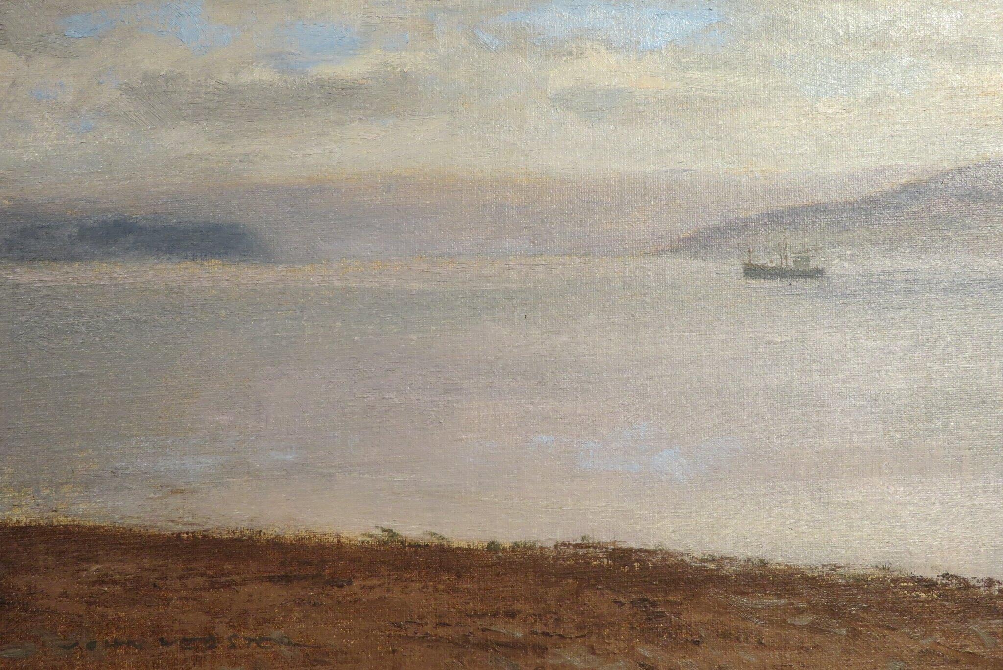 John Webster RSMA (1932-2020) pintura al óleo postimpresionista LOCH FYNE ESCOCIA 4