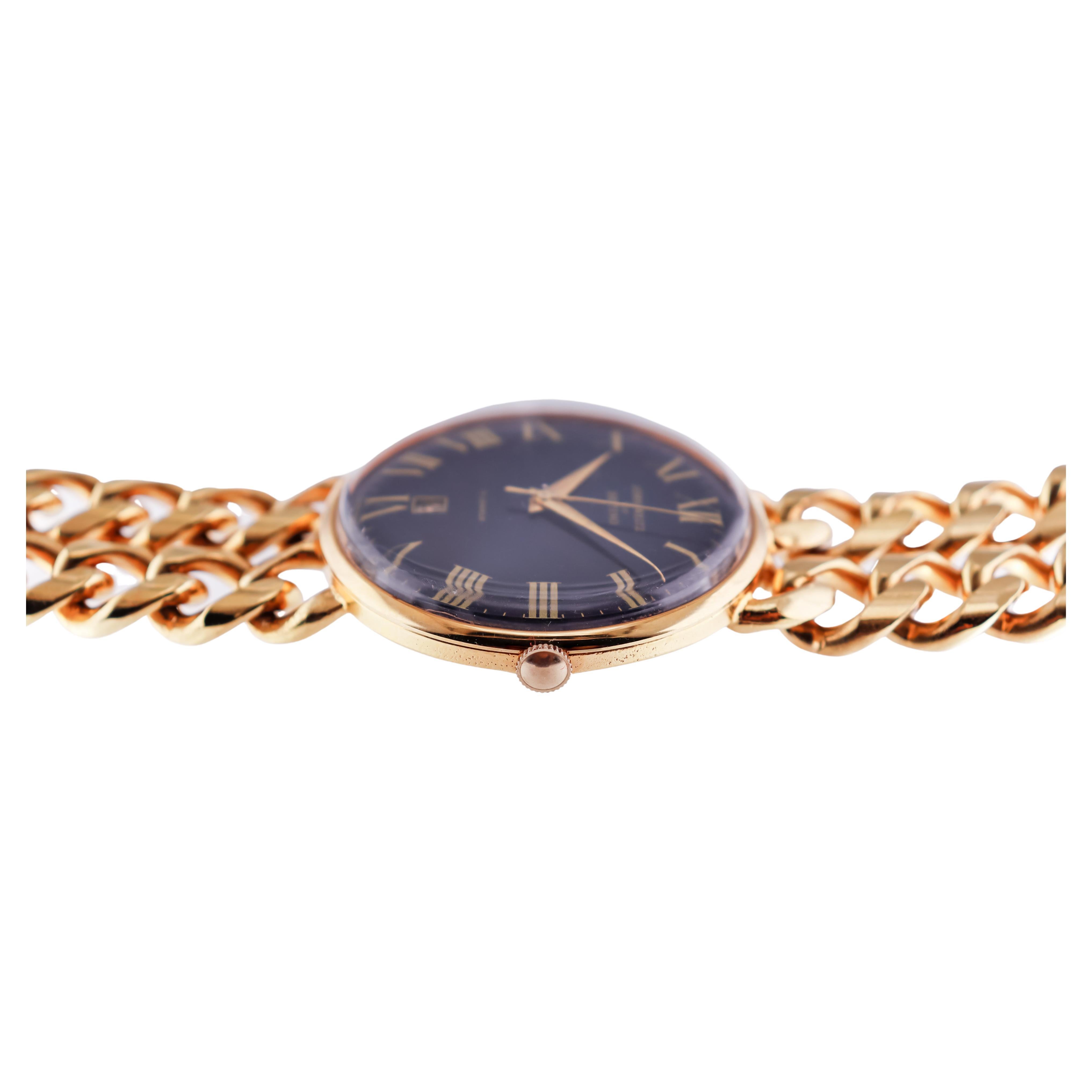 John Weitz pour Destino Montre mécanique vintage à date remplie en or jaune avec cadran mécanique en vente 3