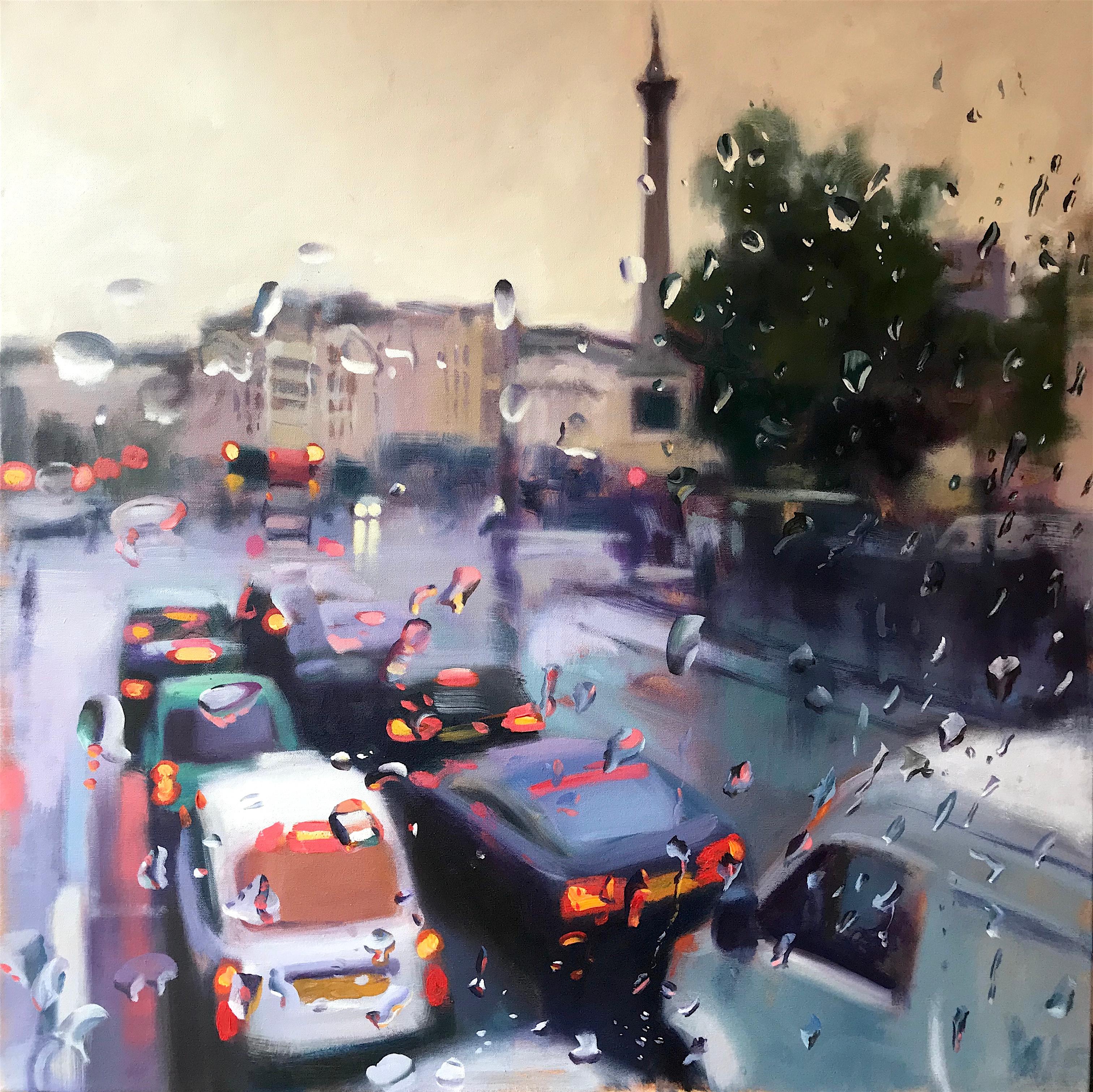 Trafalgar Square - Cityscape Landscape urban port oil painting London modern 
