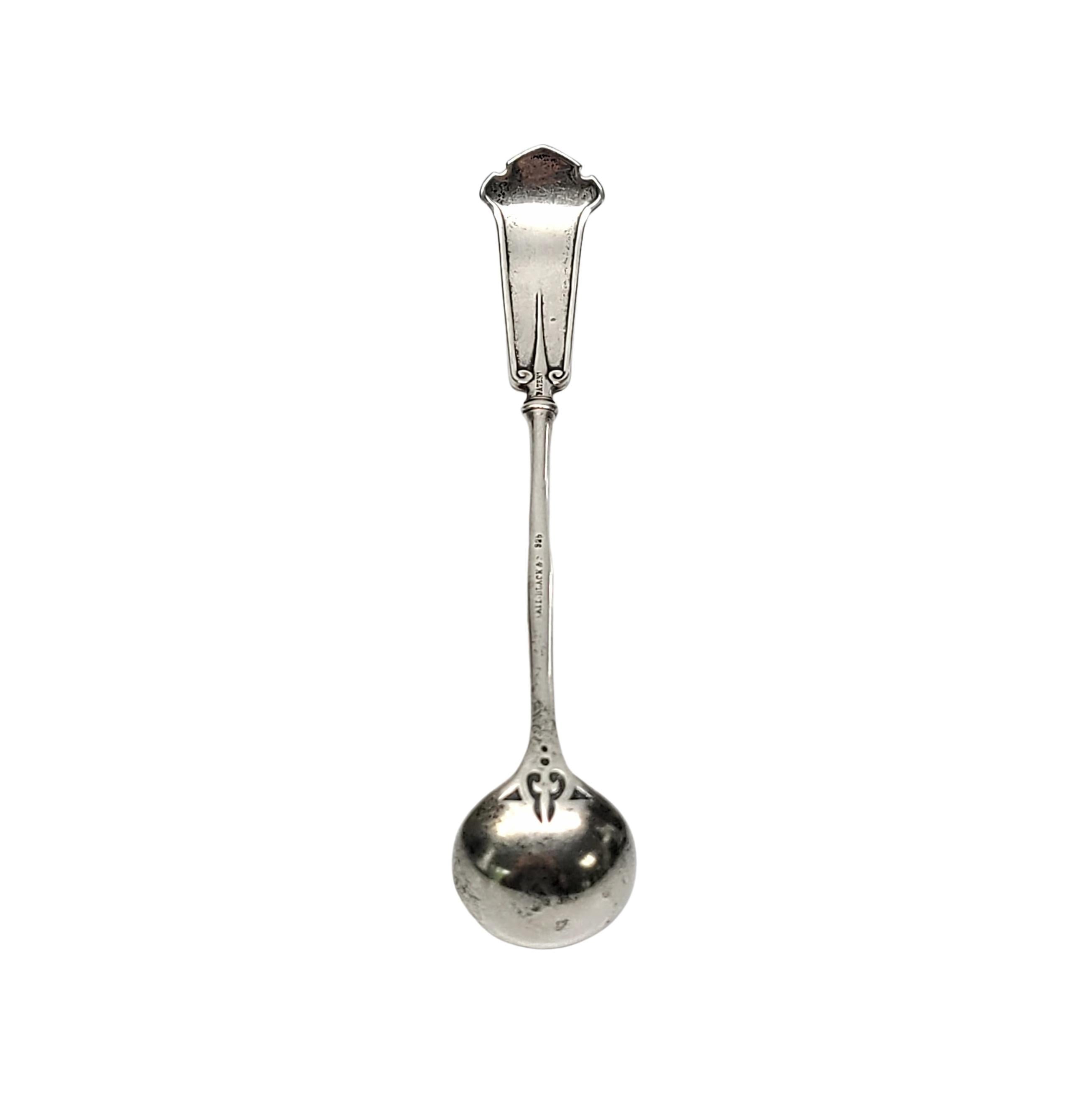 Sterling silver mustard or condiment ladle by John Wendt in the Arabesque pattern.

Monogram appears to be M

Designed in 1870 by Bernhard Beiderhase for the prominent NYC retailer Ball Black & Co, a leading jewelry house of the nation from