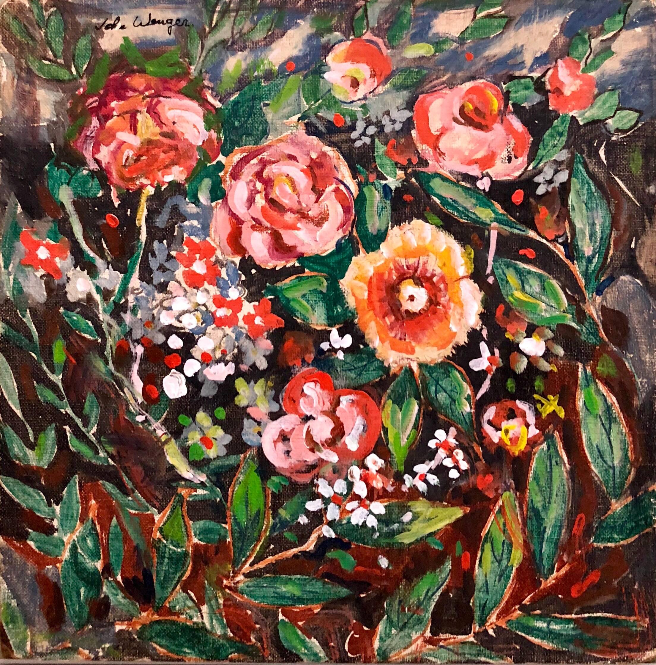 Wilde Blumen, lebhaftes, farbenfrohes, modernes Ölgemälde (Amerikanische Moderne), Painting, von John Wenger