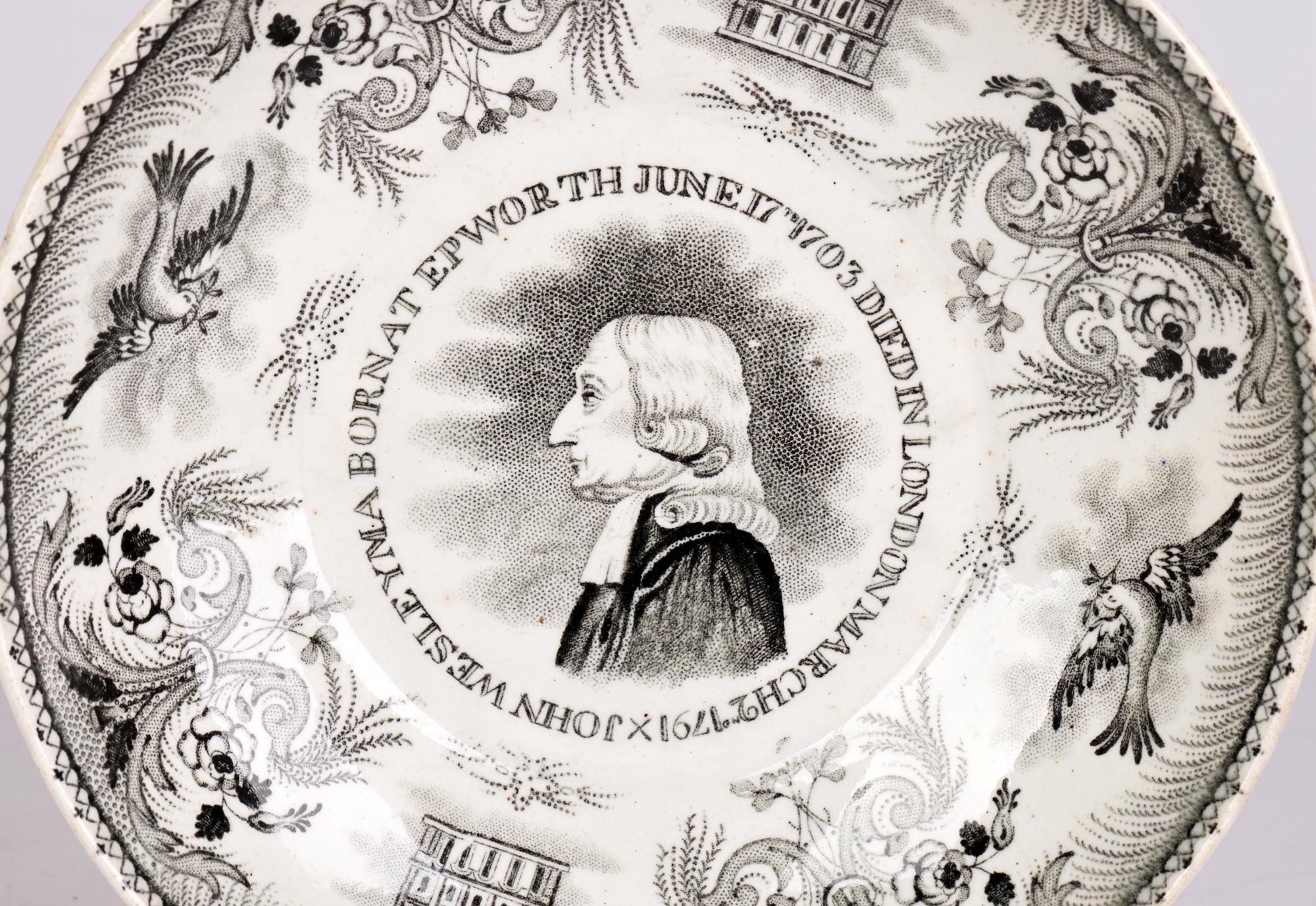 Début de l'époque victorienne Assiette en poterie commémorative Wesley du méthodiste Wesleyan Centenary Appeal de John Wesley en vente