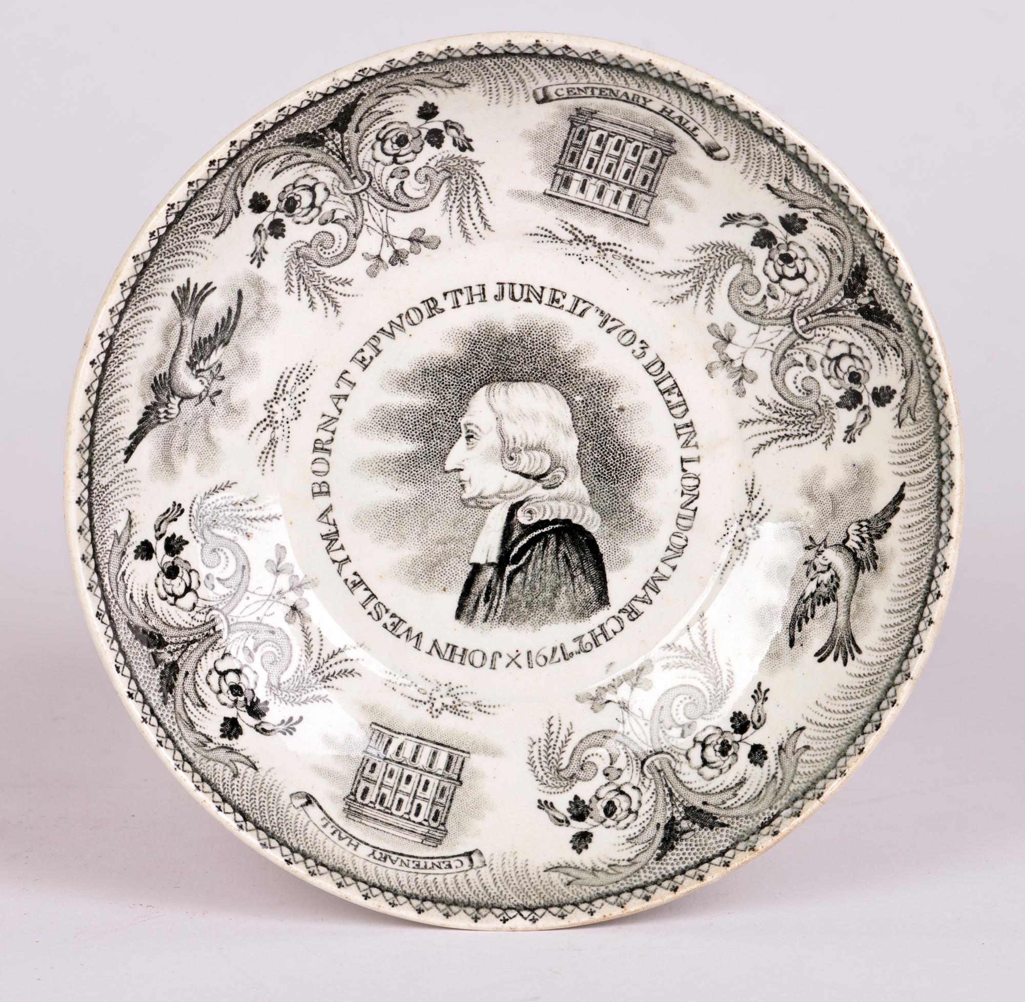 Anglais Assiette en poterie commémorative Wesley du méthodiste Wesleyan Centenary Appeal de John Wesley en vente