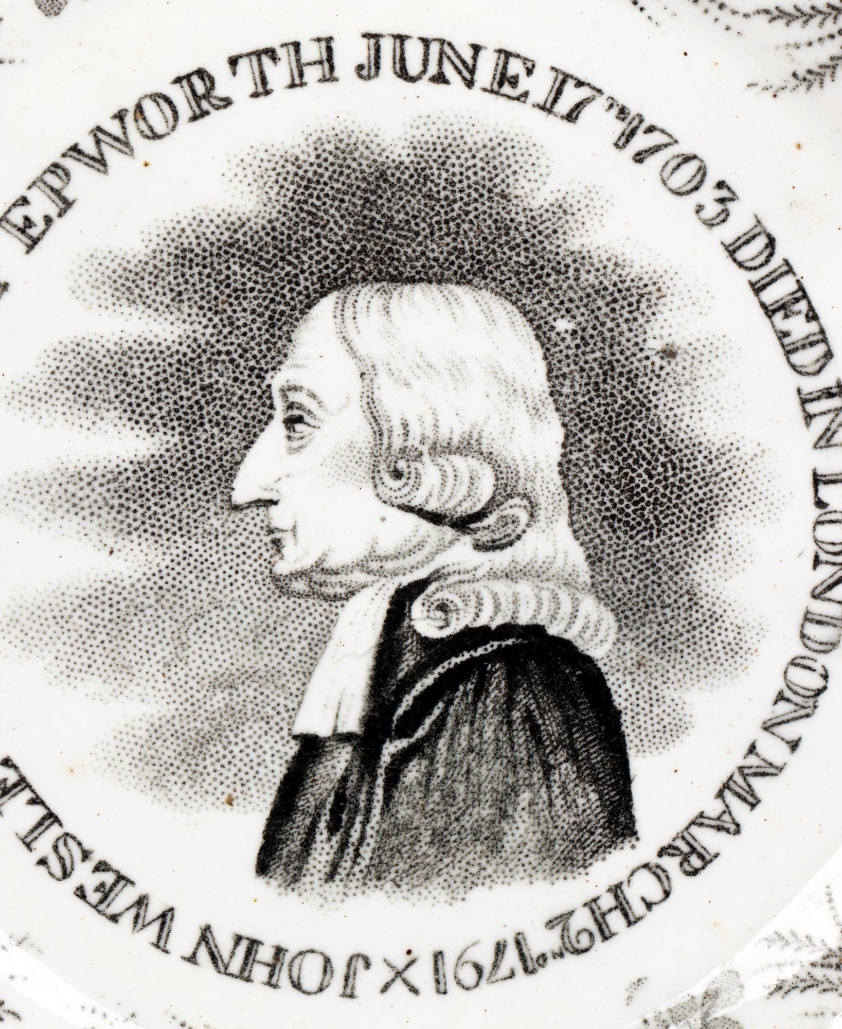 John Wesley Gedenkteller aus Wesleyan-Metallisten-Keramik zum Centenary Appeal (Mittleres 19. Jahrhundert) im Angebot