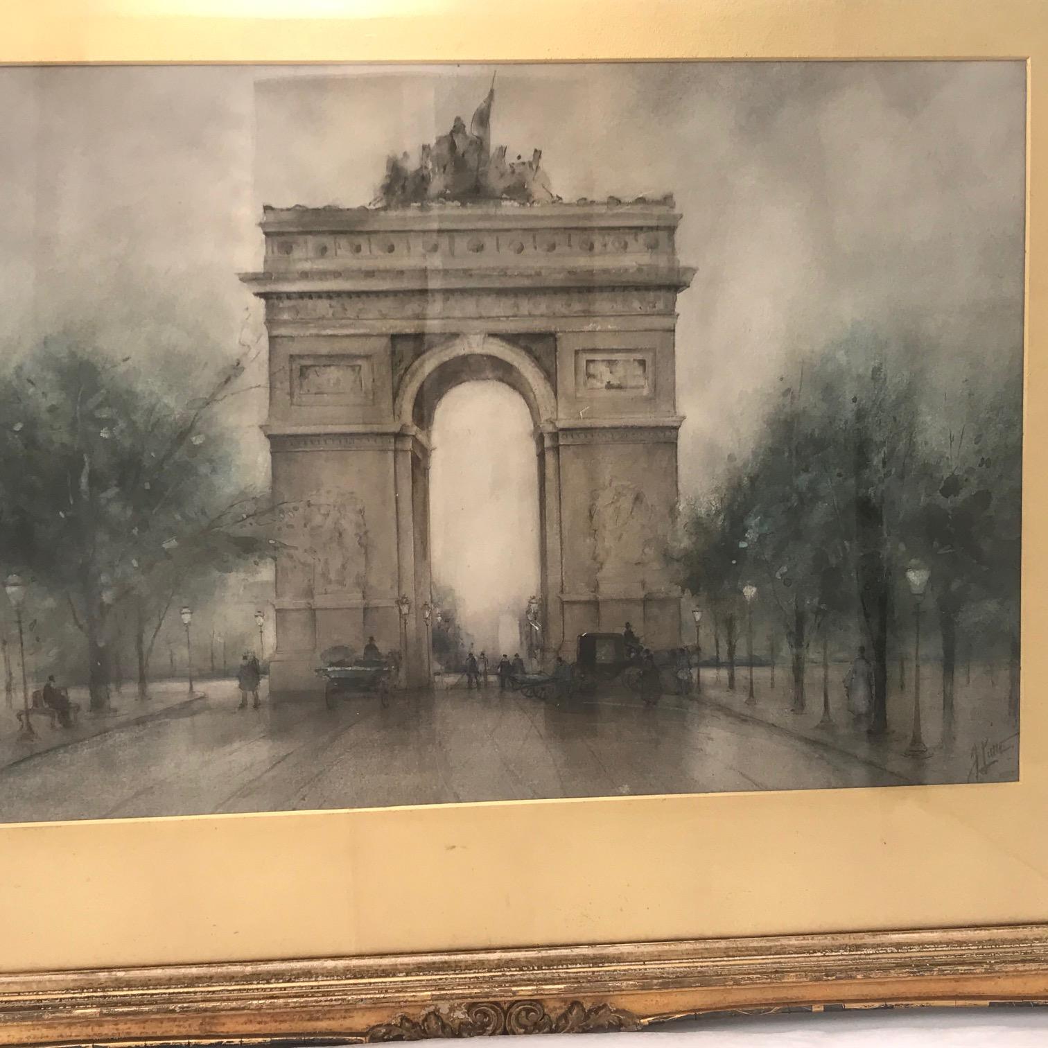 Gilt John Wesley Little L' Arc de Triomphe, Watercolor