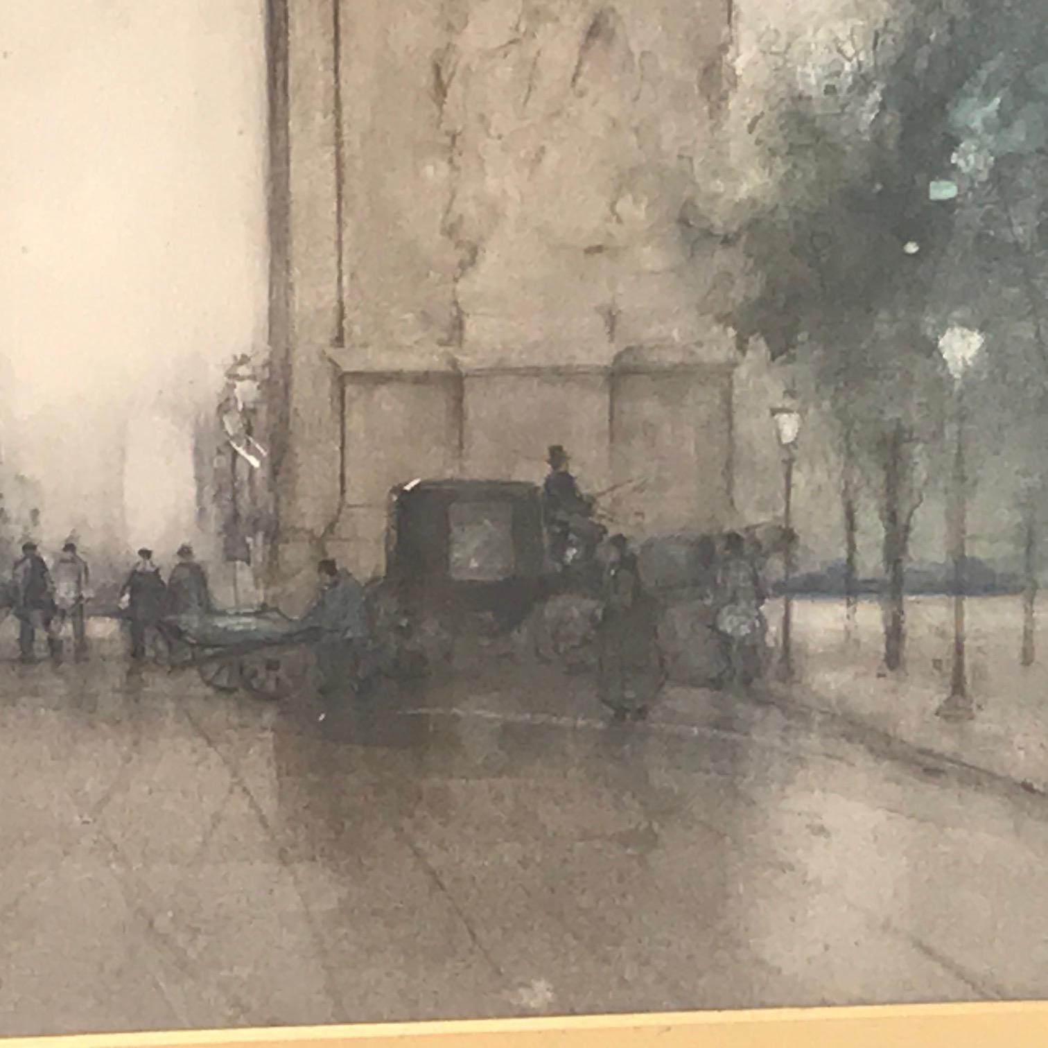 Early 20th Century John Wesley Little L' Arc de Triomphe, Watercolor