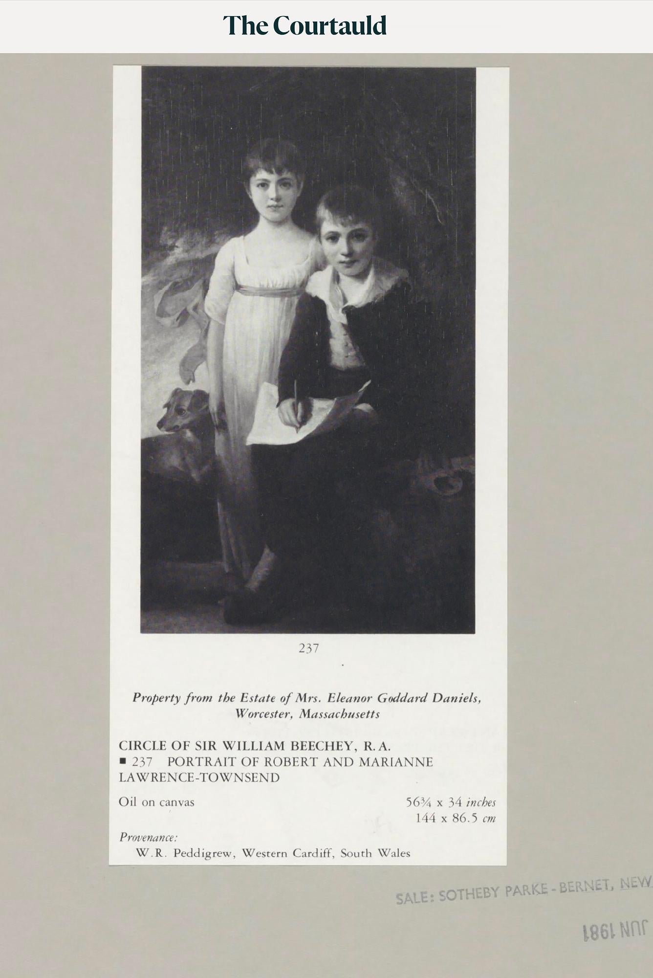 Portrait britannique de deux enfants anglais avec chien - cercle Sir William Beechey en vente 8