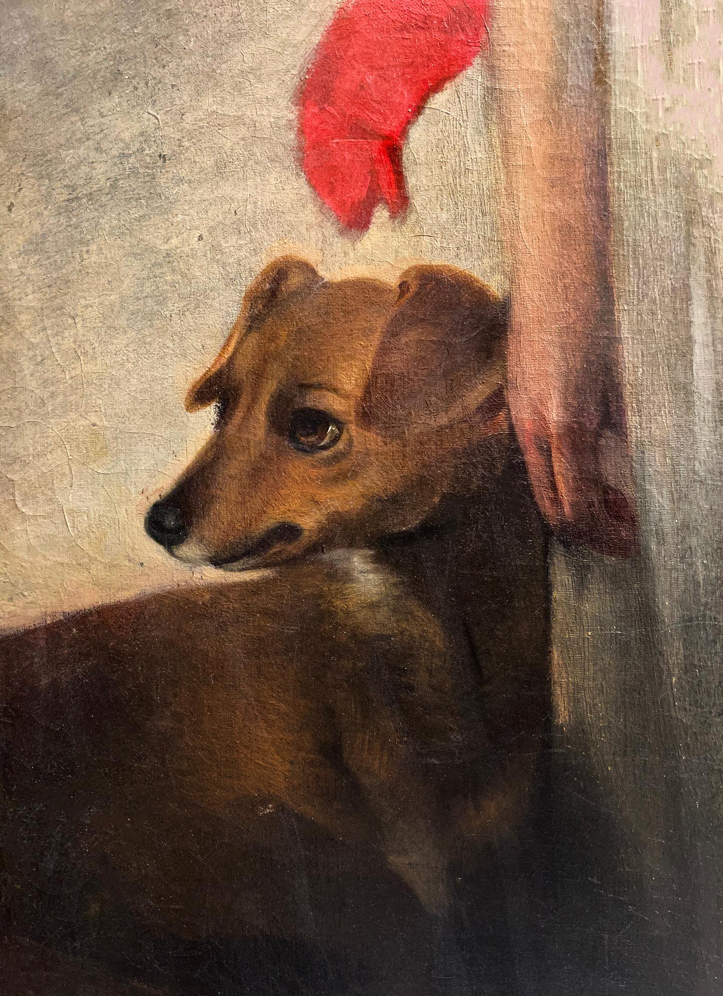 Portrait britannique de deux enfants anglais avec chien - cercle Sir William Beechey en vente 2