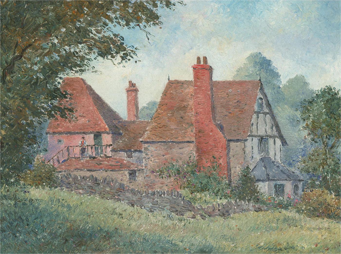 John Weston Gough (1929-2019) - 20th Century Oil, The Little Pink Cottages For Sale 1