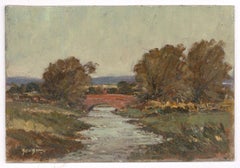 John Weston Gough (1929-2019) - Huile du 20e sicle,  Over the Bridge