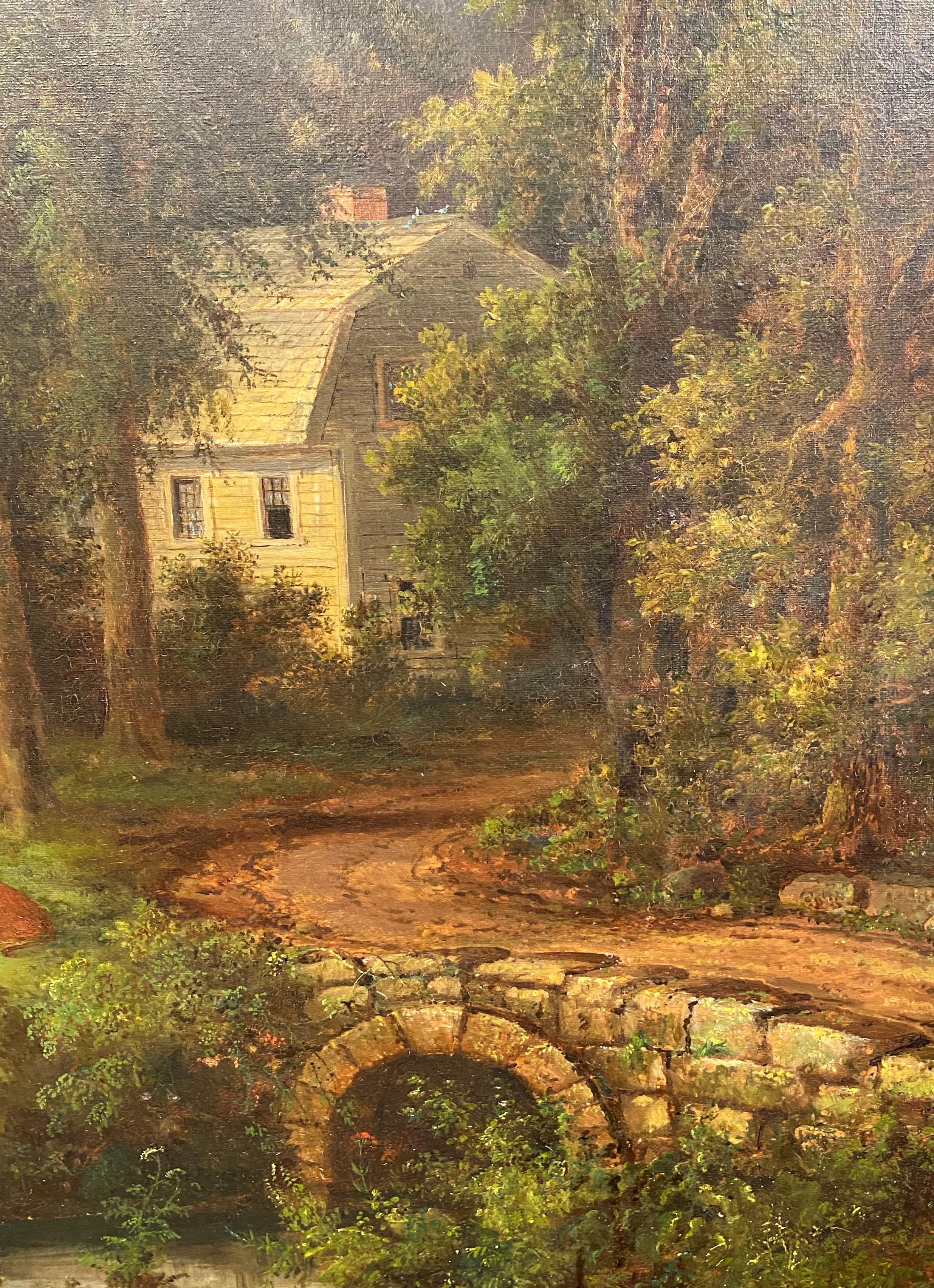 New England Farm - Hudson River School Painting by John White Allen Scott