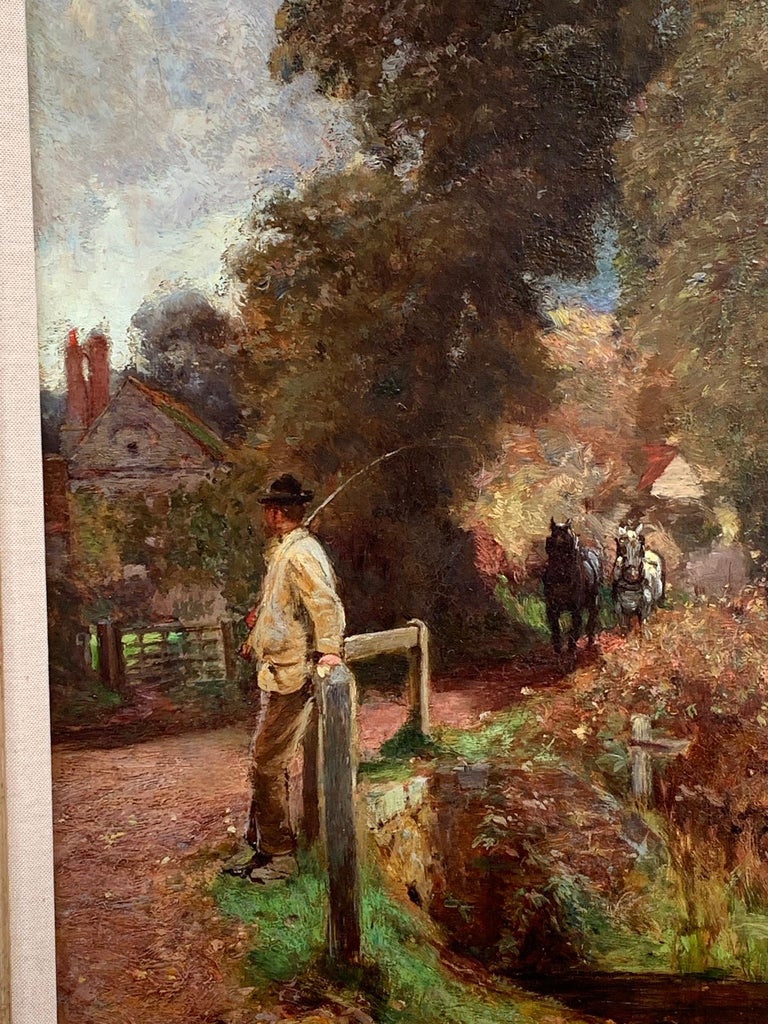 John White 19th century English landscape with man waiting for a