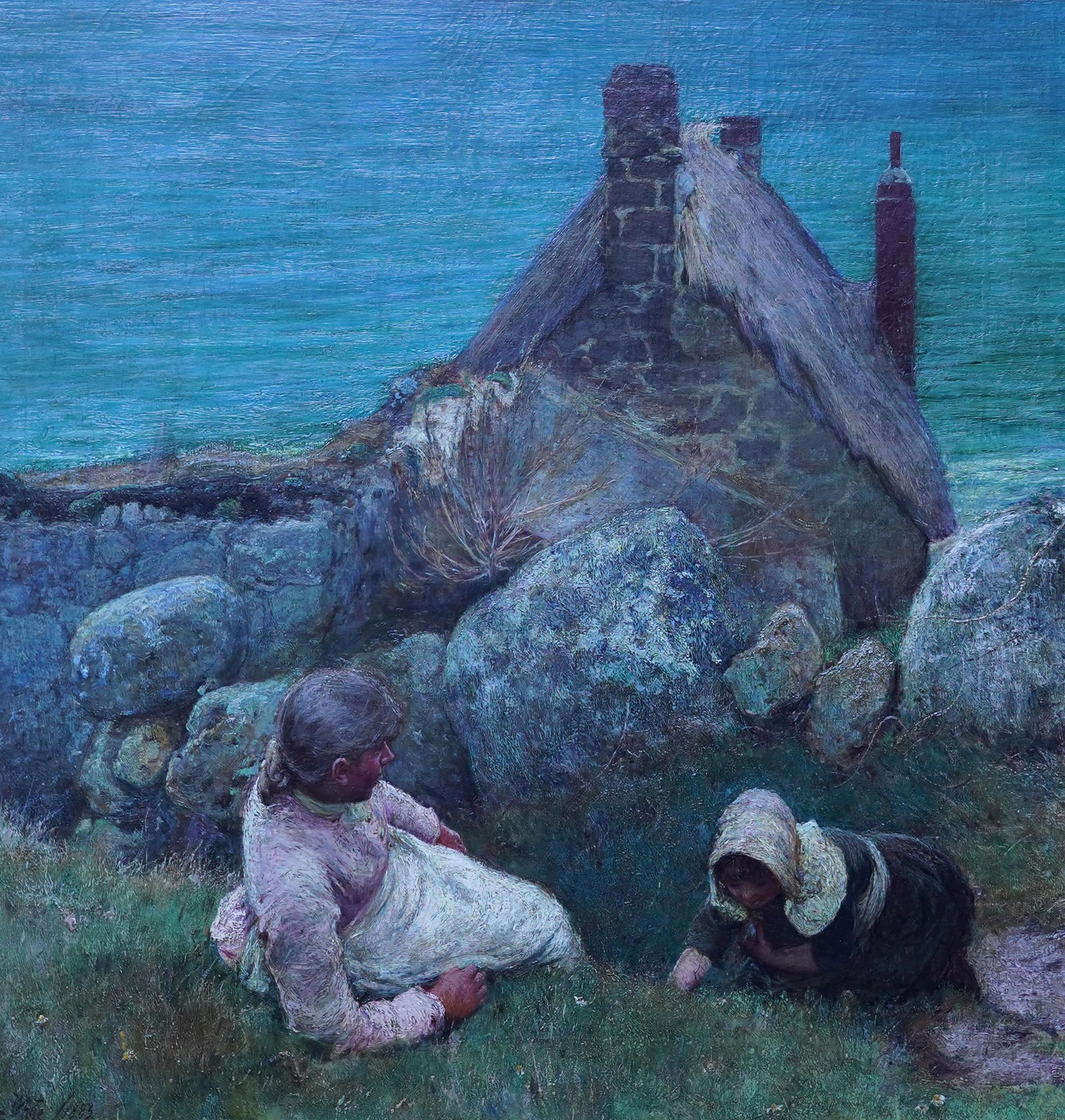 Über das Meer, Sennen - Britisches viktorianisches Küstenporträt, Ölgemälde Cornwall (Impressionismus), Painting, von John White