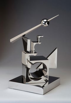 "Upward Progression" abstract stainless steel sculpture