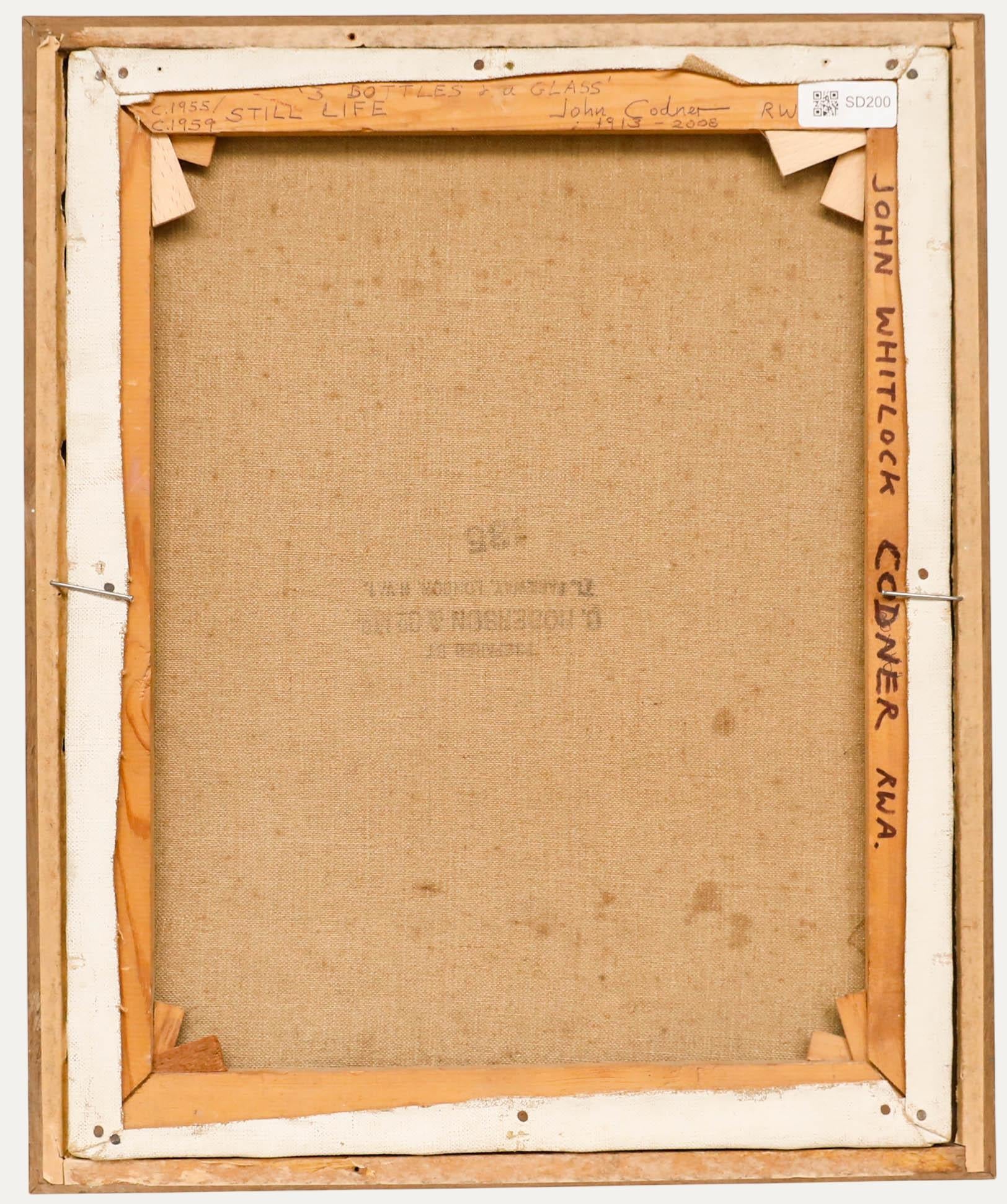 John Whitlock Codner (1913-2008) - Gerahmtes Öl, Stillleben mit Flaschen im Angebot 2