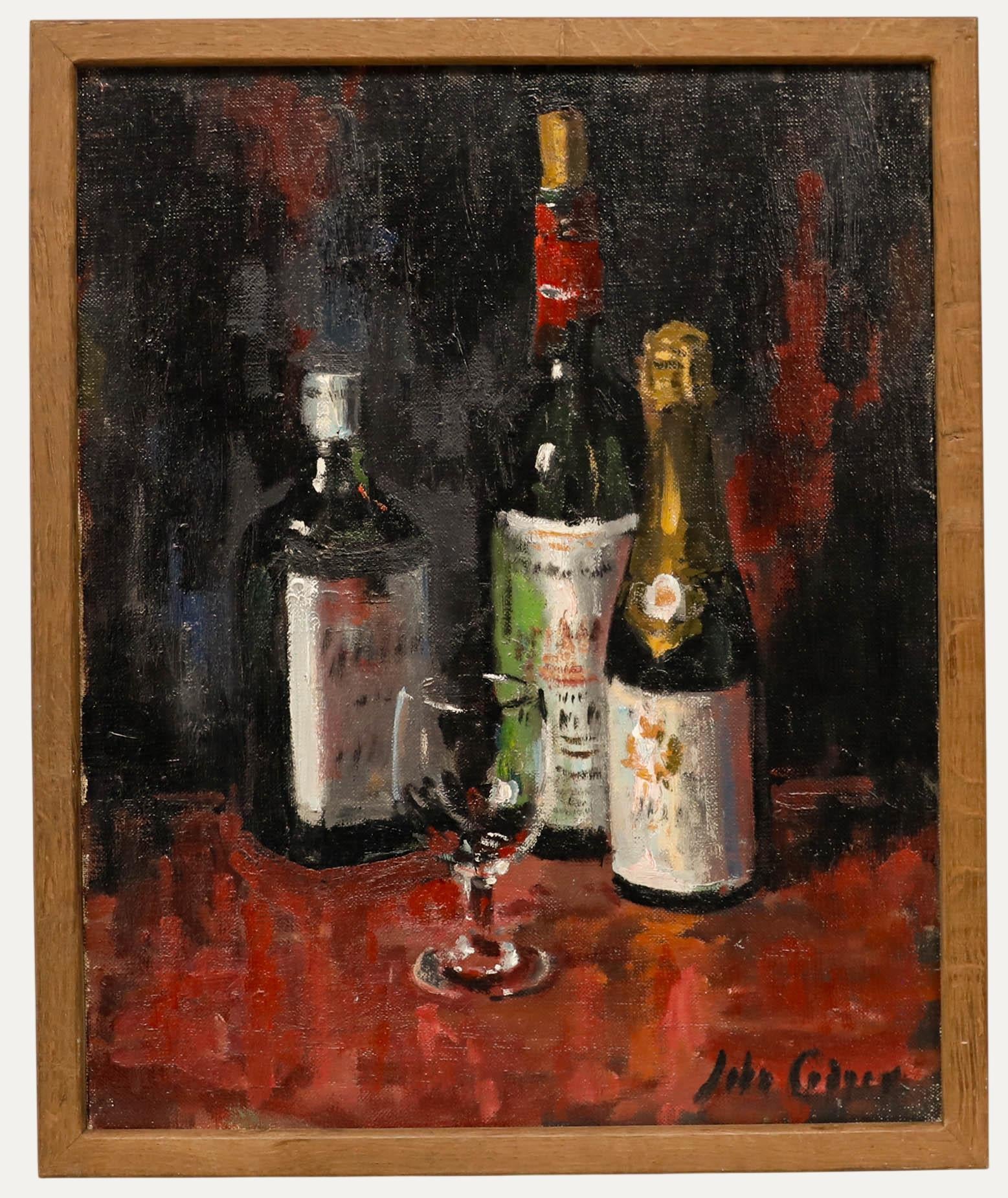 John Whitlock Codner (1913-2008) - Stillleben in Öl. Signiert unten rechts. Präsentiert in einem attraktiven Eichenrahmen mit späterer Beschriftung auf der Rückseite. Auf Leinwand auf Keilrahmen. Bildgröße: 50 x 40 cm.