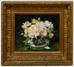 John Whitlock Codner RWA (1913-2008) - Framed 20th Century Oil, White Dahlias