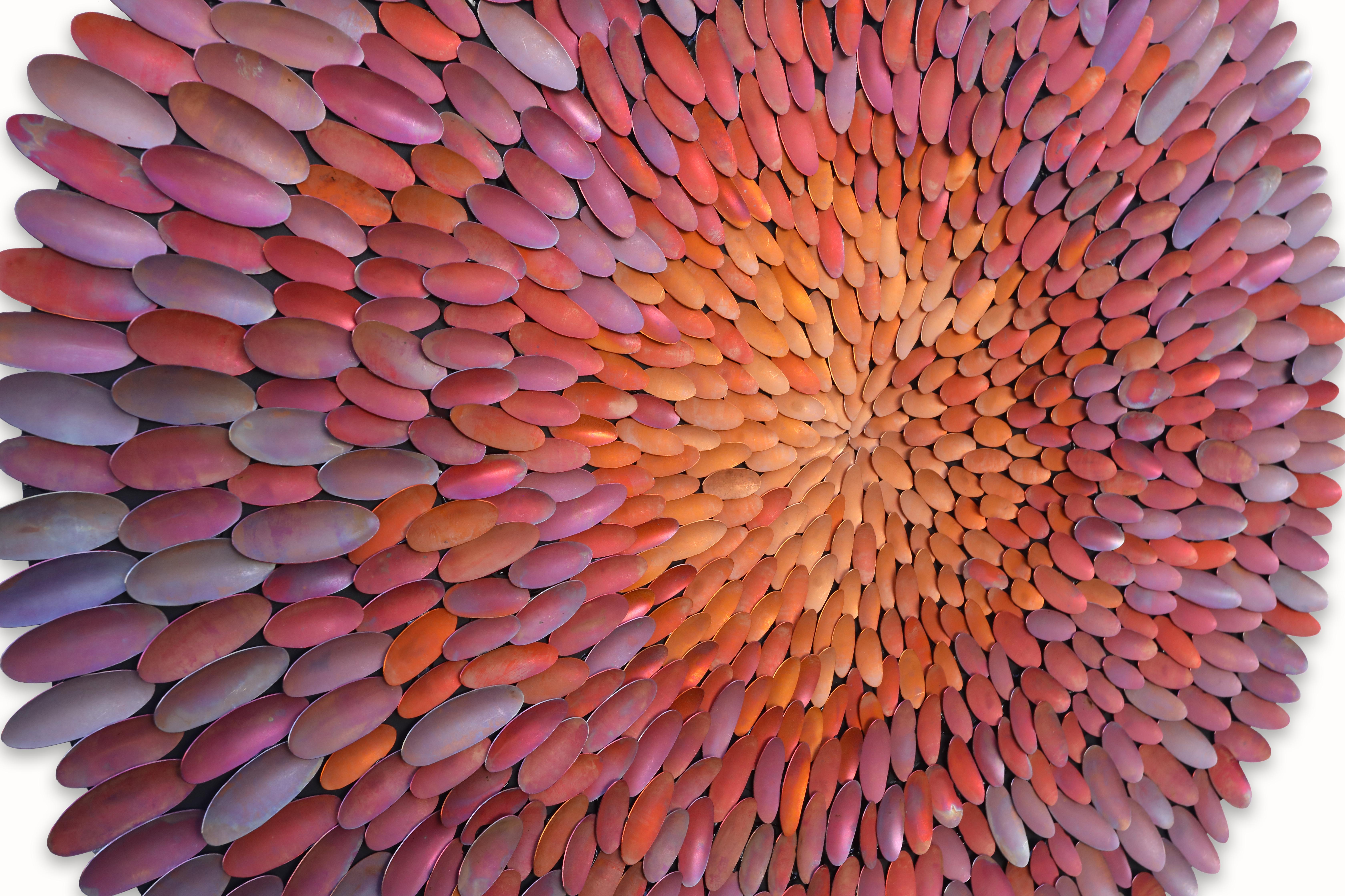 Blossom Copper Mosaic - Layered Copper Mixed Media Sculpture - Abstract Geometric Mixed Media Art by John Whitmarsh
