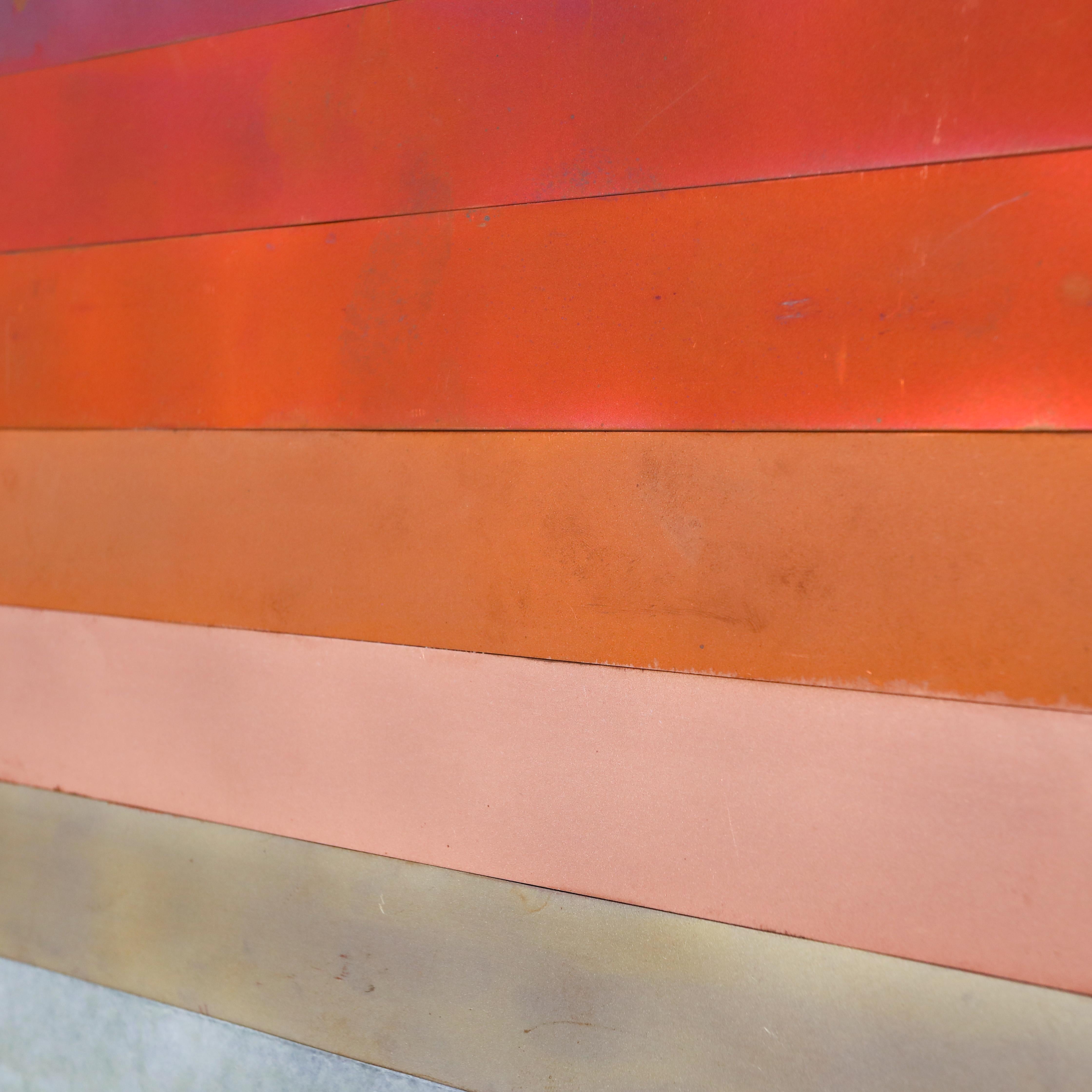 Ombré Sunset Copper Mosaic - Abstract Geometric Sunset Sculpture For Sale 1