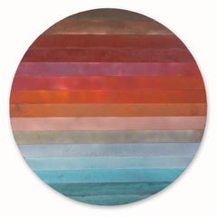 Ombré Sunset Copper Mosaic - Abstract Geometric Sunset Sculpture