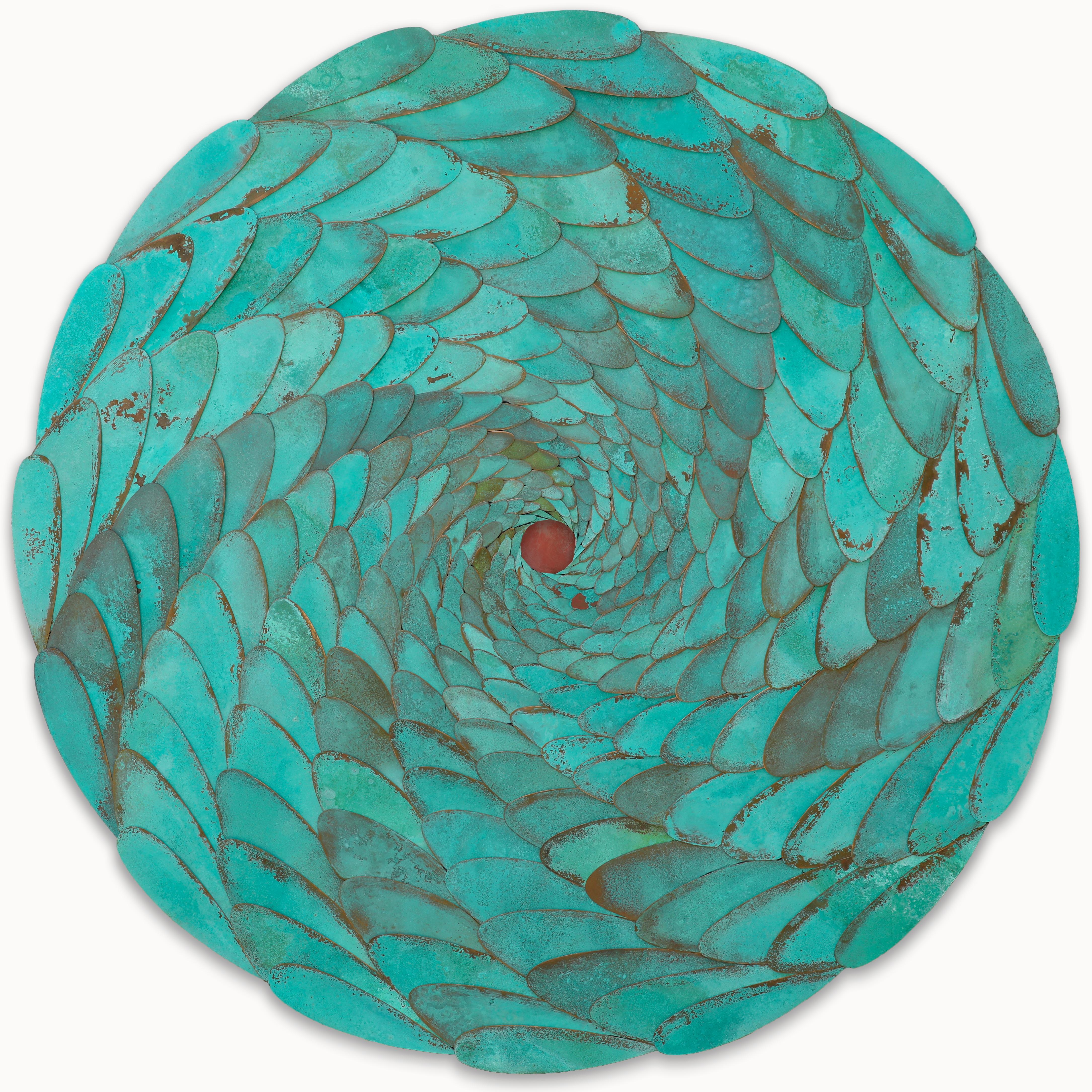 Aperture - Spirale astratta in scala di rame blu