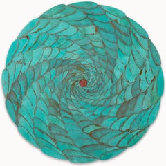 Aperture - Spiral abstraite en cuivre bleu à écailles