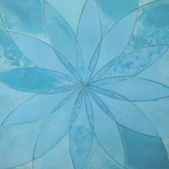 Circles géométriques - mosaïque murale en cuivre bleu abstrait