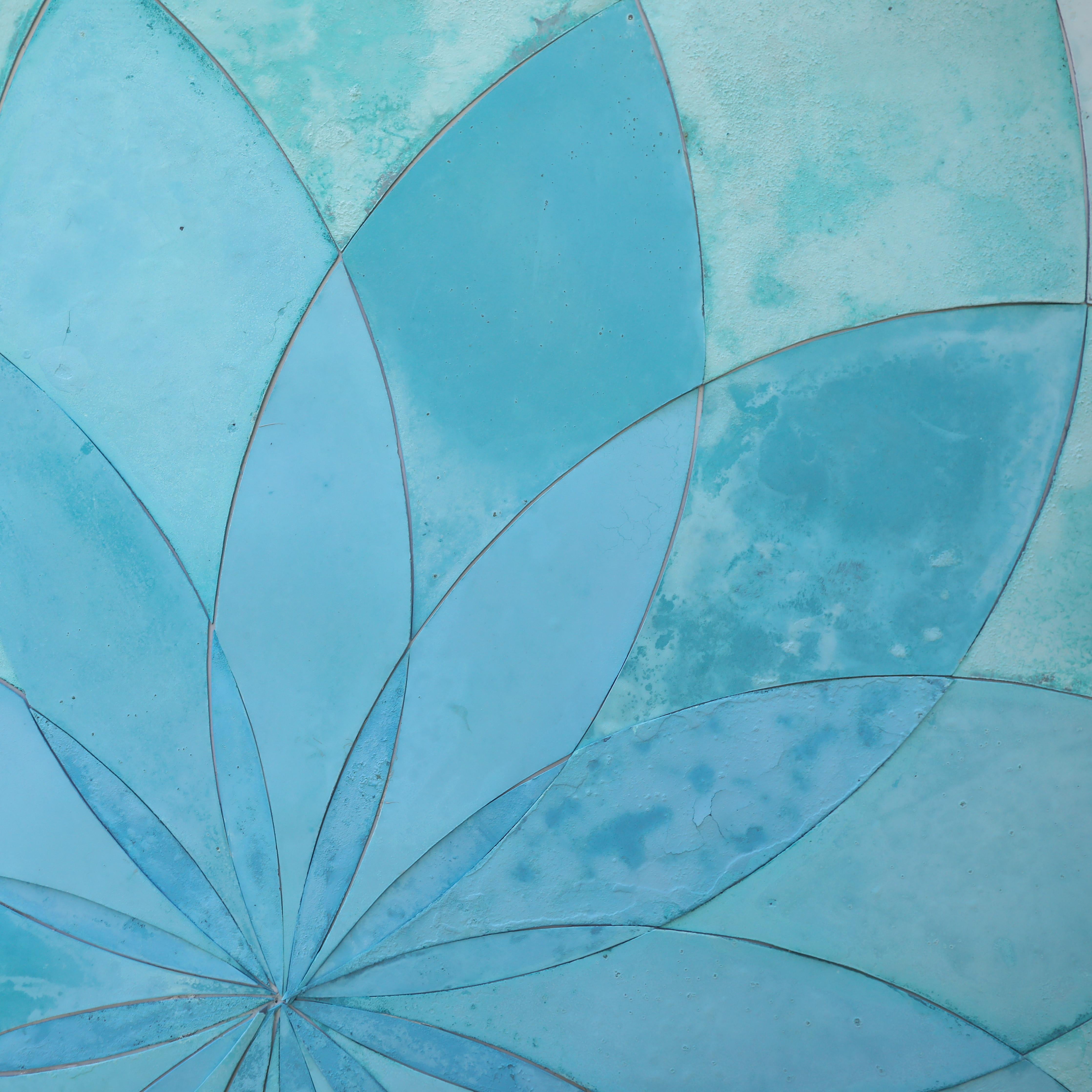 Cerchi geometrici
36,0 x 36,0 x 1,0, 21,0 libbre 
Rame, tecnica mista
Firmato a mano dall'artista

Commento dell'artista: 
