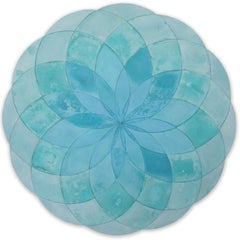 Geometrische Kreise – Abstrakter blauer Wandmosaik aus Kupfer