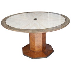 John Whittcomb Travertine Burl Game Table