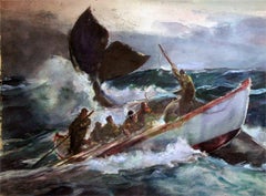 Christmas Rush, Washington Street, Boston Wintertime Watercolor