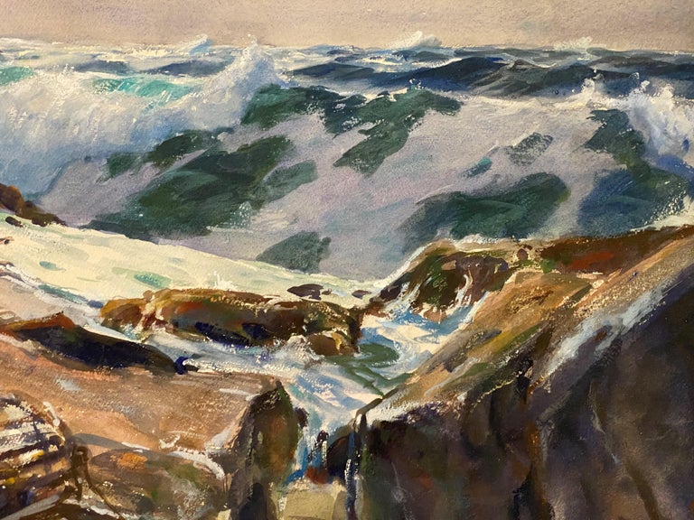 Lobstermen - Brown Landscape Painting by John Whorf