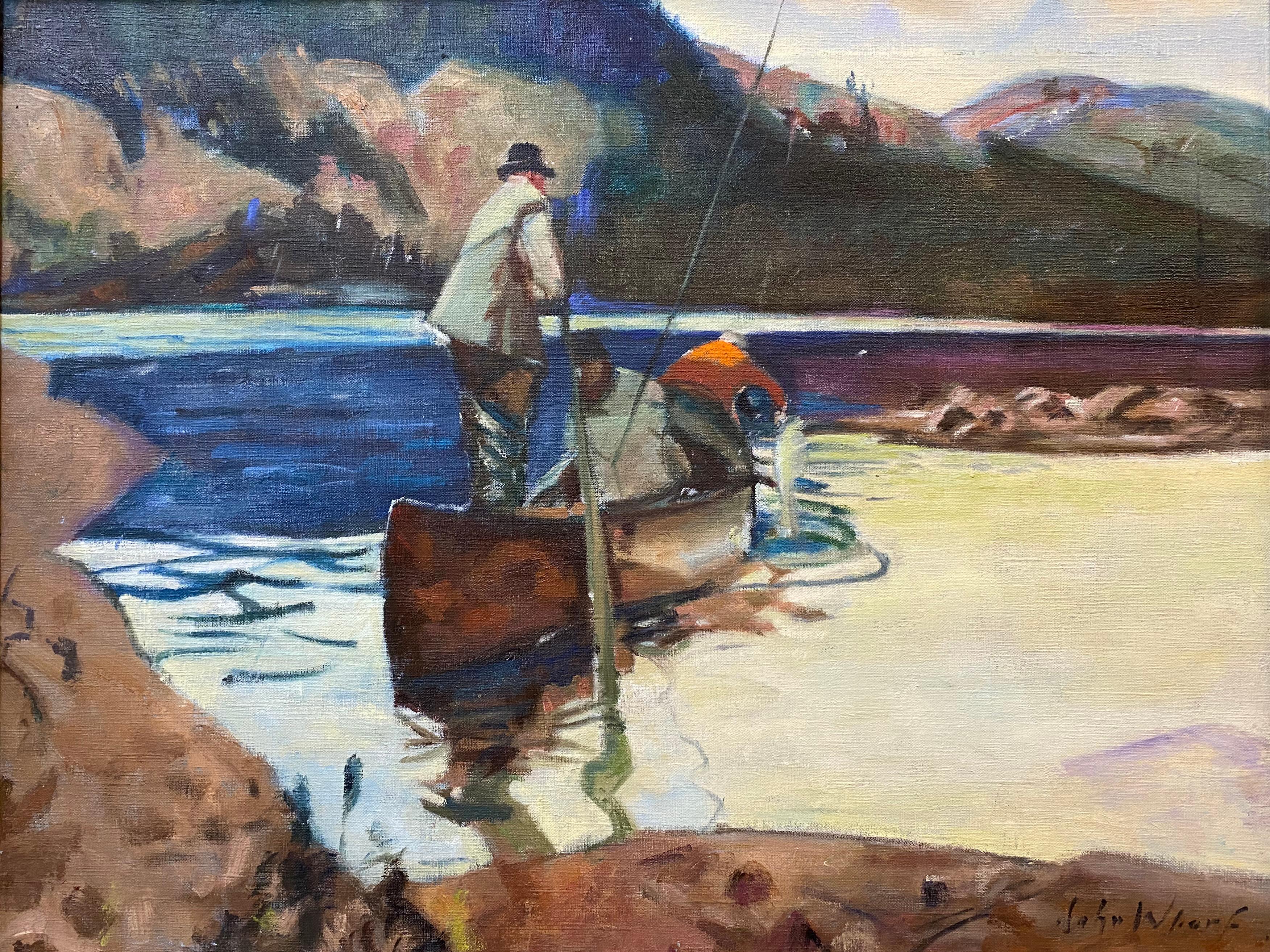 Pêche au saumon - Painting de John Whorf