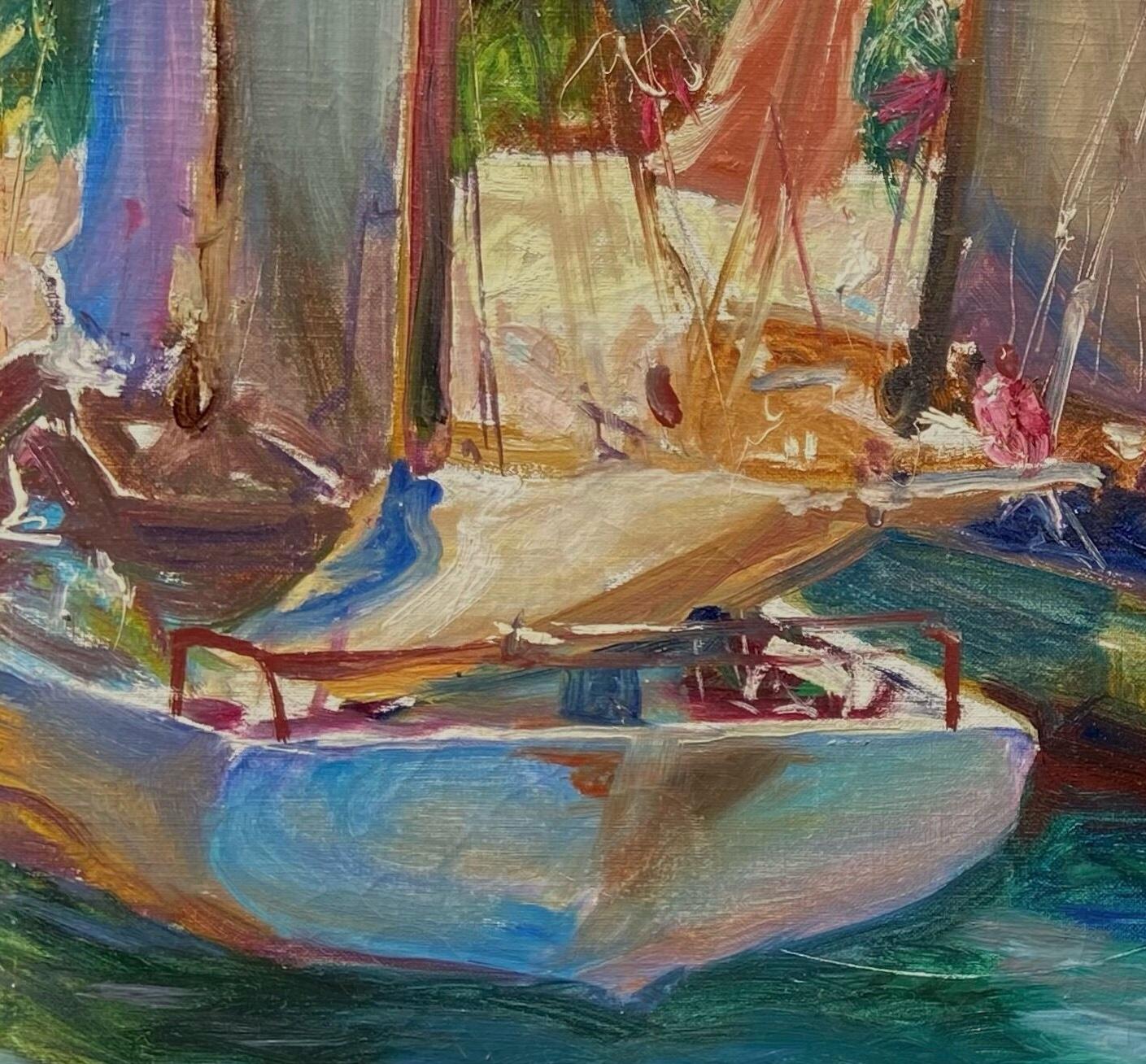 Ships in a Harbor (Impressionismus), Painting, von John Whorf