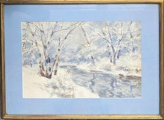 "Snow Palace, " John Whorf, American Impressionist Winter Landscape Watercolor