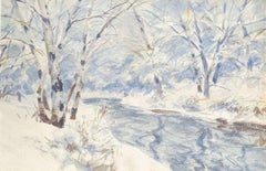 "Snow Palace," John Whorf, American Impressionist Winter Landscape Watercolor