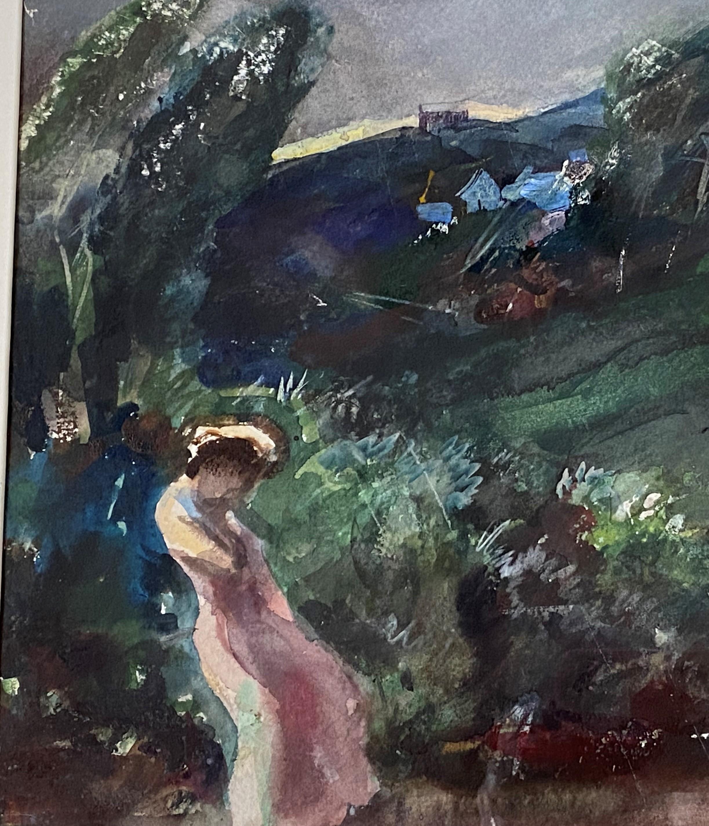 Das dunkle Gouache-Gemälde des amerikanischen Künstlers John Whorf (1903-1959) zeigt Figuren, die sich an einem Sommerschnee um die Titelseite bemalen. Whorf wurde in Winthrop, Massachusetts, geboren und begann im Alter von sechzehn Jahren in