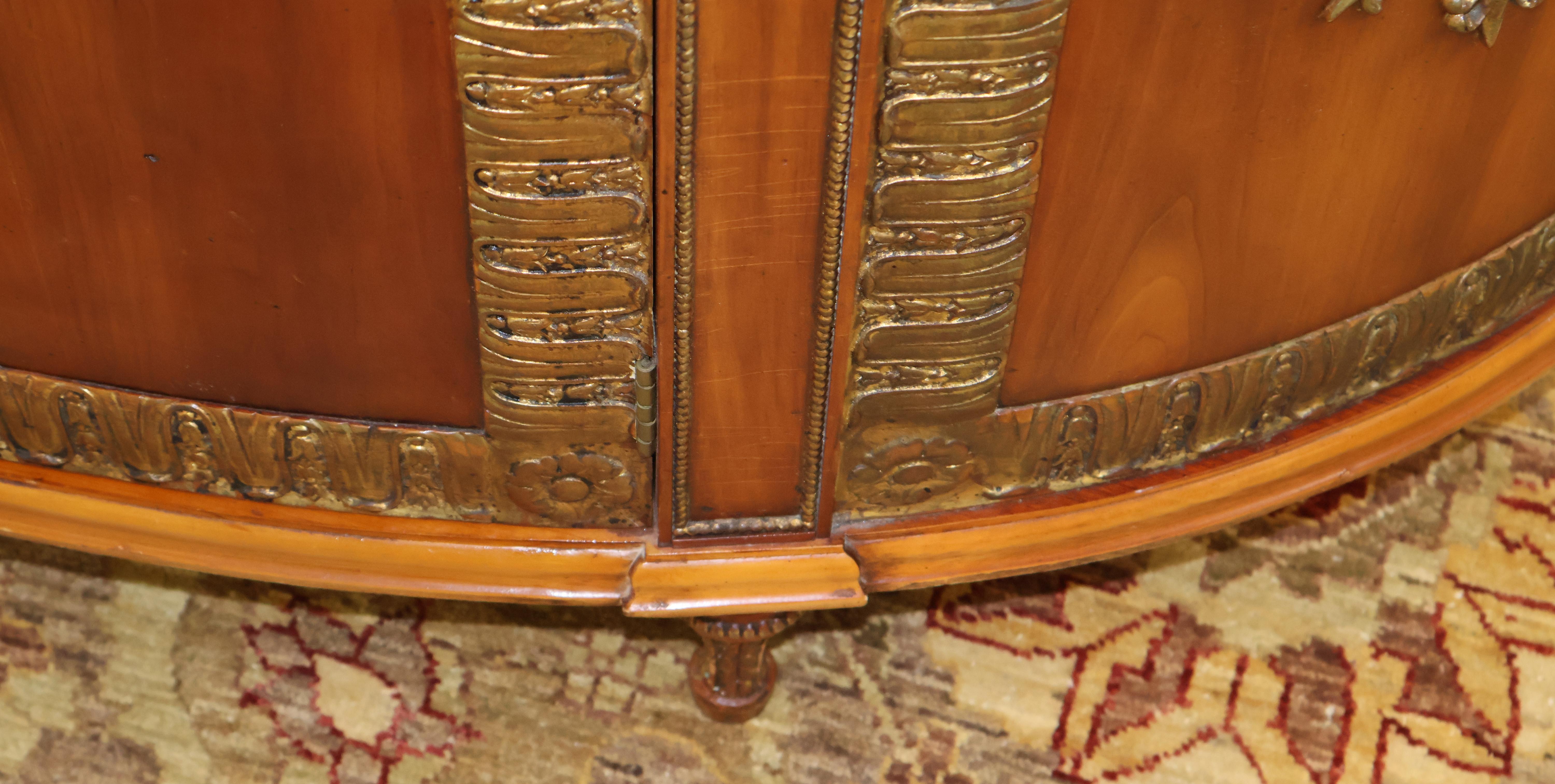 John Widdicomb Adam Style Faux Marble Walnut Demilune Commode Buffet Server For Sale 8