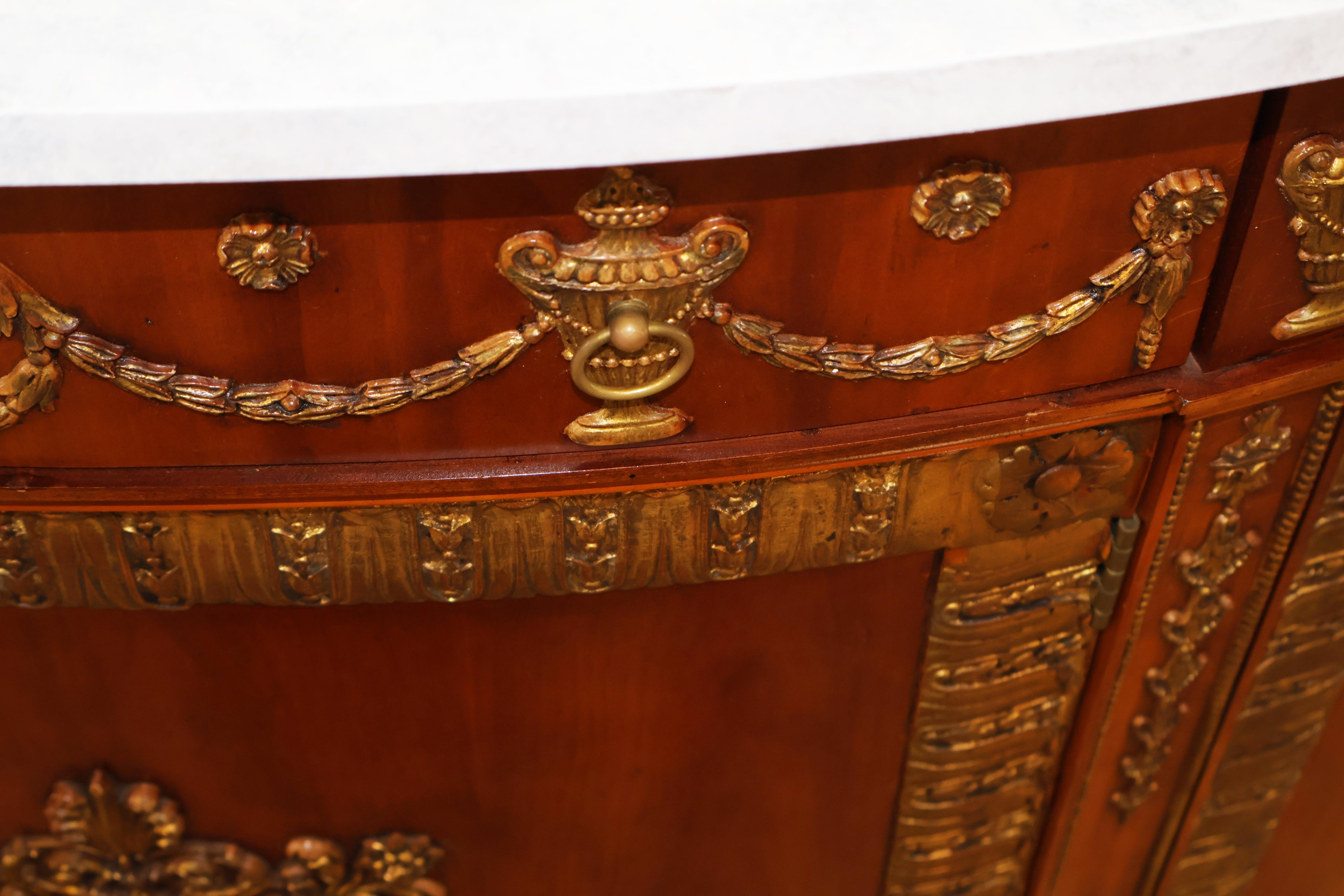 John Widdicomb Adam Style Faux Marble Walnut Demilune Commode Buffet Server For Sale 10