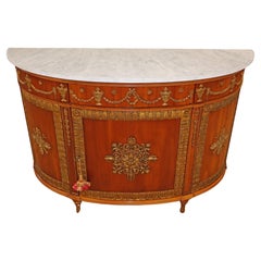 John Widdicomb Adams Style Faux Marbre Noyer Demilune Commode Buffet Serveur