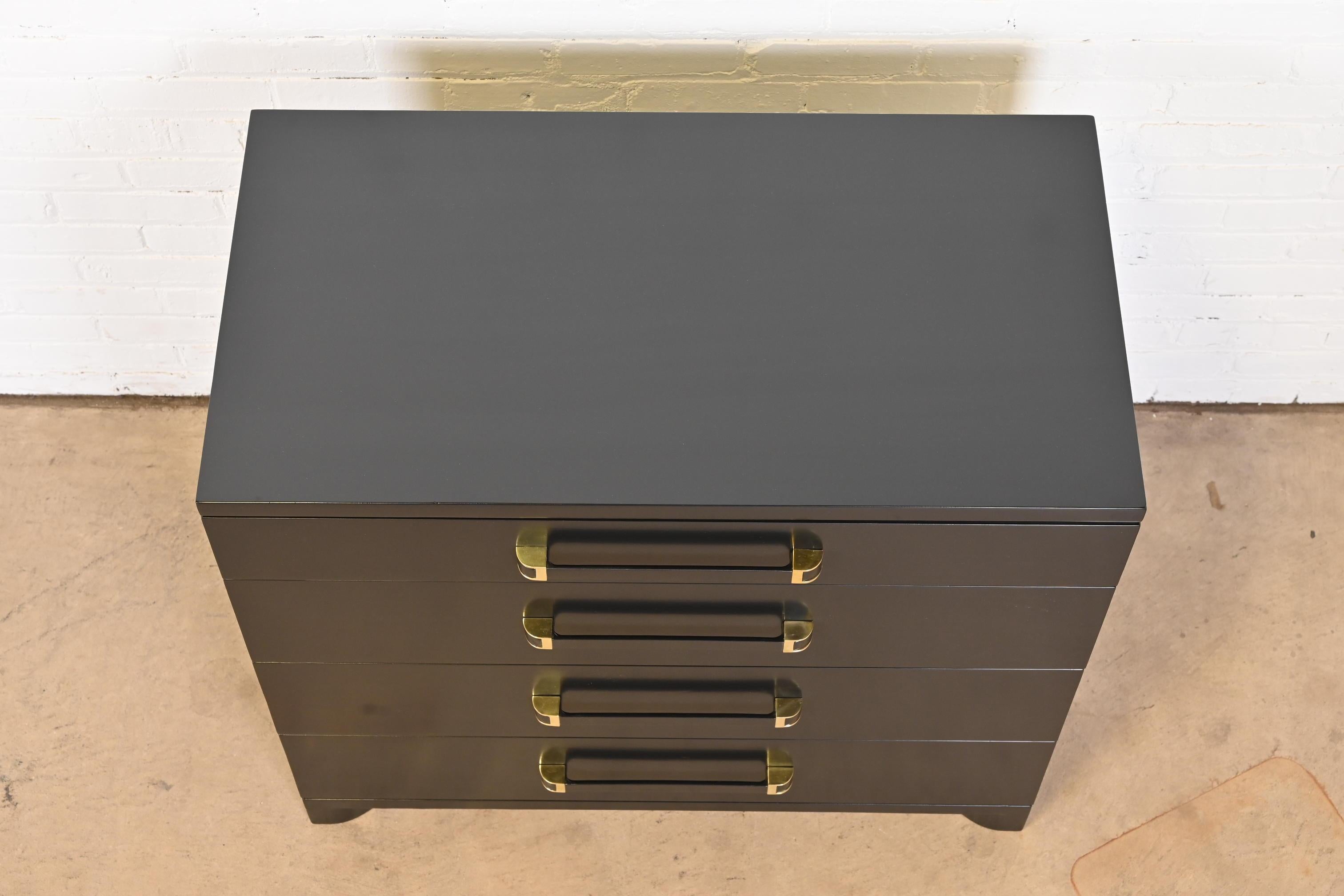John Widdicomb Art Deco Black Lacquered Dresser Chest, Newly Refinished For Sale 6