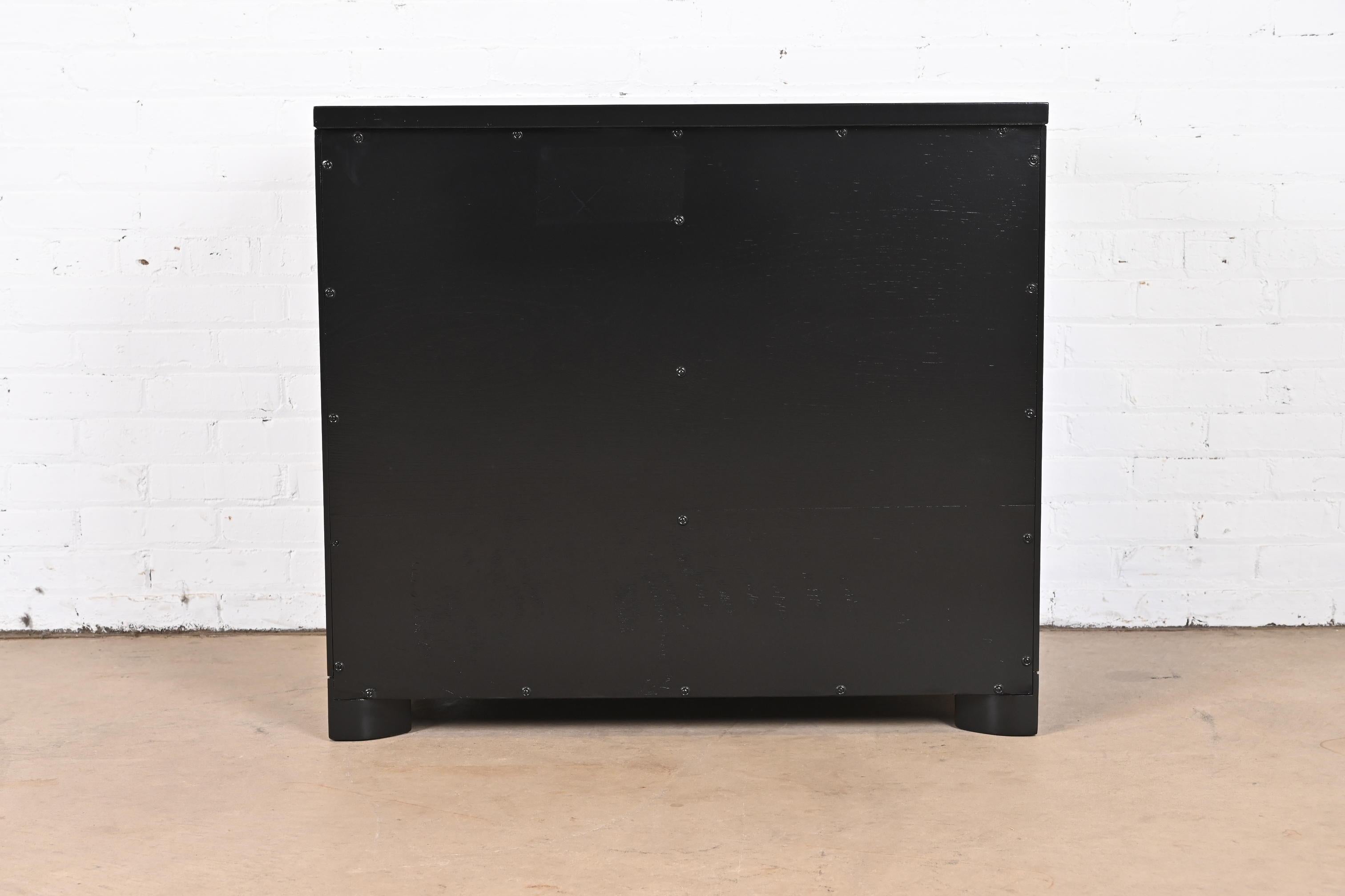 John Widdicomb Art Deco Black Lacquered Dresser Chest, Newly Refinished For Sale 8
