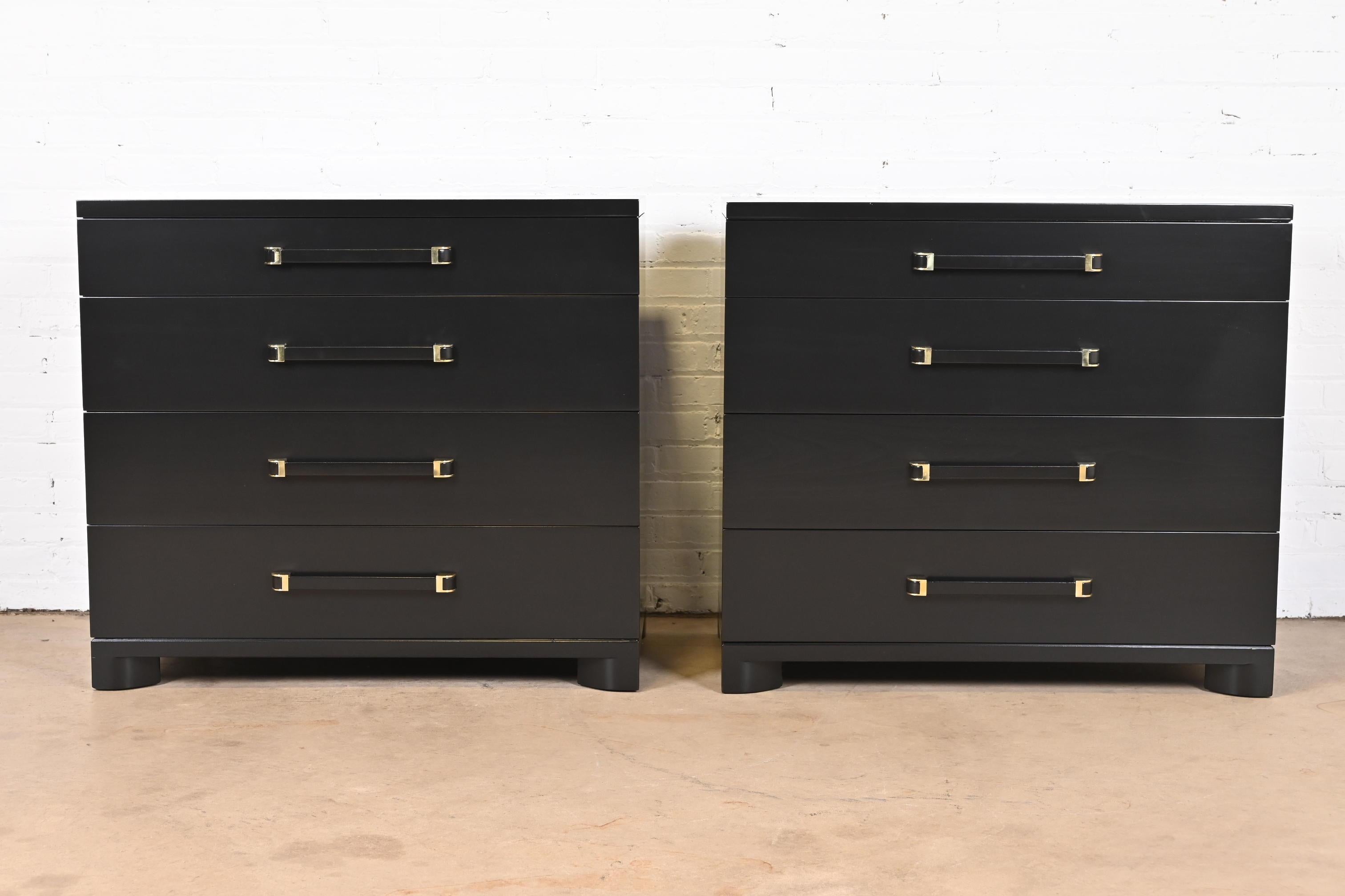 John Widdicomb Art Deco Black Lacquered Dresser Chest, Newly Refinished For Sale 9