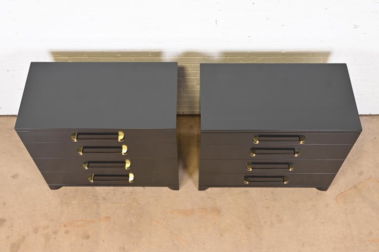 John Widdicomb Art Deco Black Lacquered Dresser Chests, Newly Refinished For Sale 6