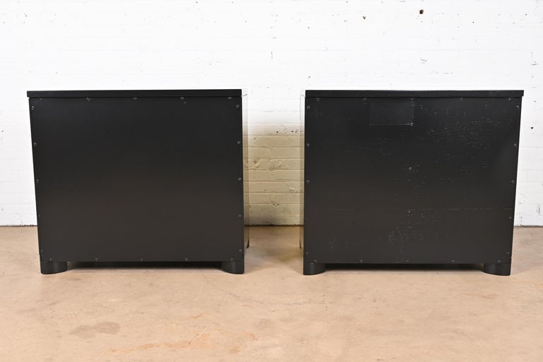 John Widdicomb Art Deco Black Lacquered Dresser Chests, Newly Refinished For Sale 8
