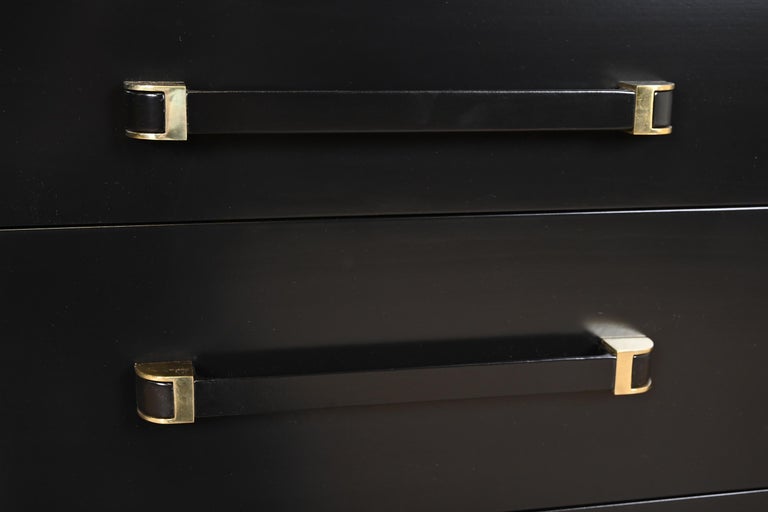 John Widdicomb Art Deco Black Lacquered Dresser Chests, Newly Refinished For Sale 2