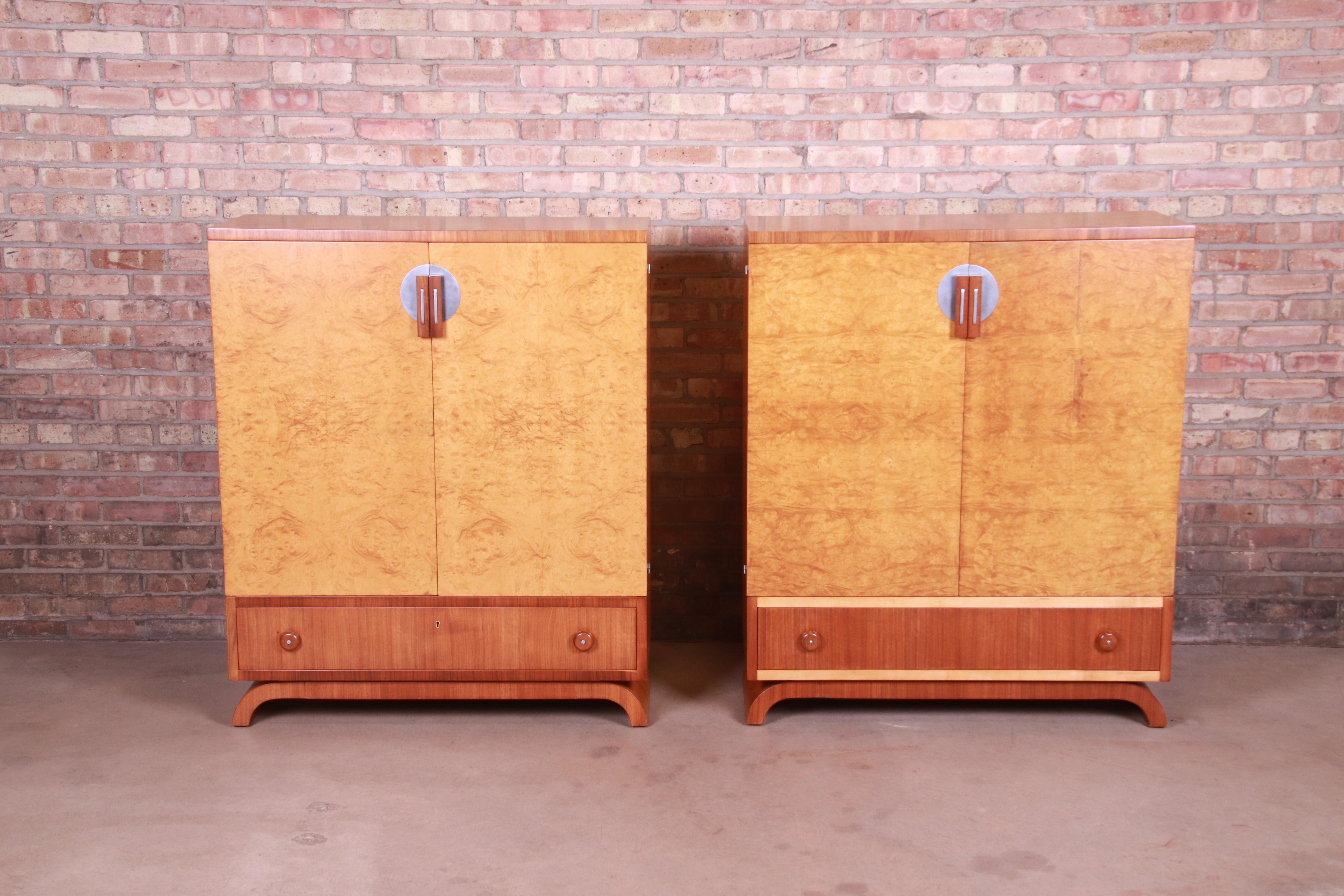 John Widdicomb Art Deco Burl Wood and Walnut Gentleman's Chest, Newly Refinished 10