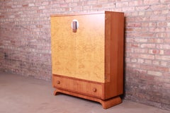 John Widdicomb Art Deco Burl Wood and Walnut Gentleman's Chest, Newly Refinished